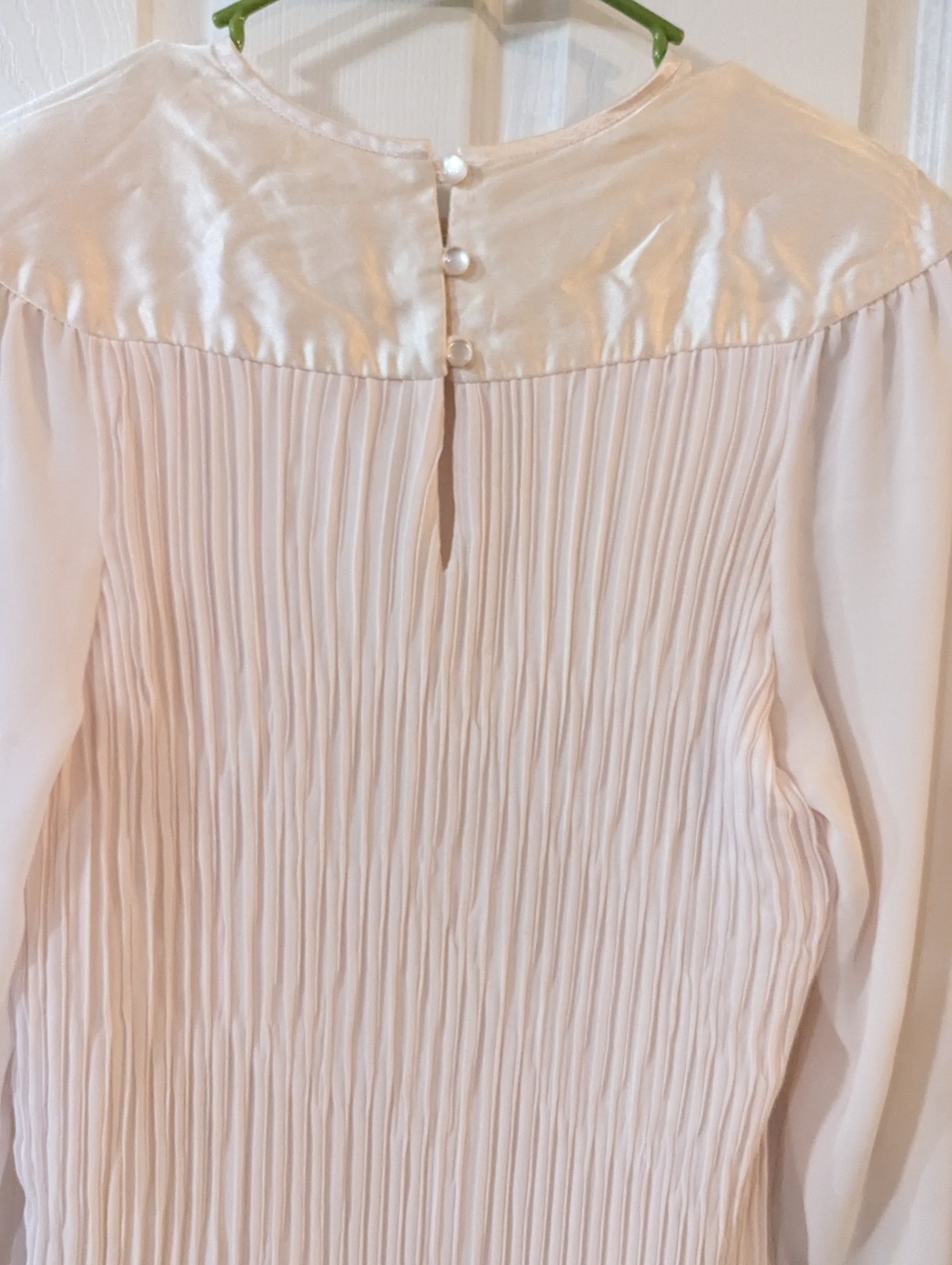 Vintage Flapper Dress Sz 12 Rouched Layers Pink Ruffles USA Long Sheer Sleeves
