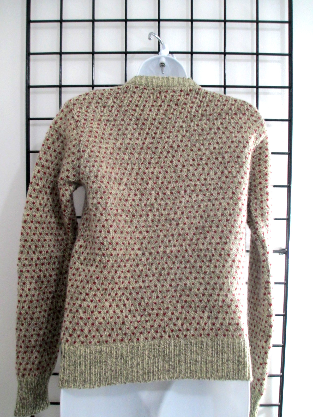 „VINTAGE” L.L. BEAN 🌸 XS / SMALL==BEIGE & RUST / WOOL BLEND / CARDIGAN SWEATER