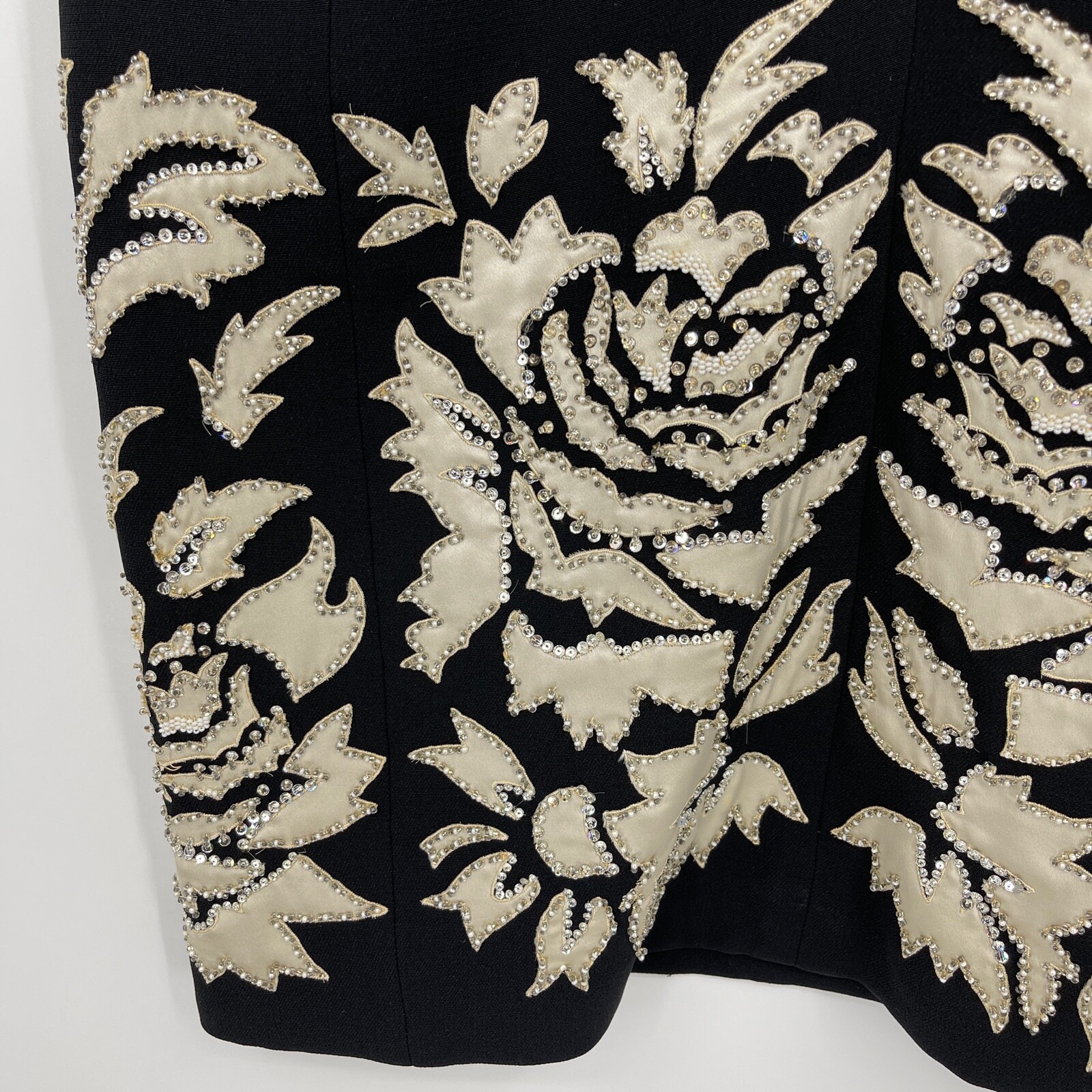 Vintage Valentino Night Amen Wardy Dress Black Sequins Beaded Pockets Zipper 10