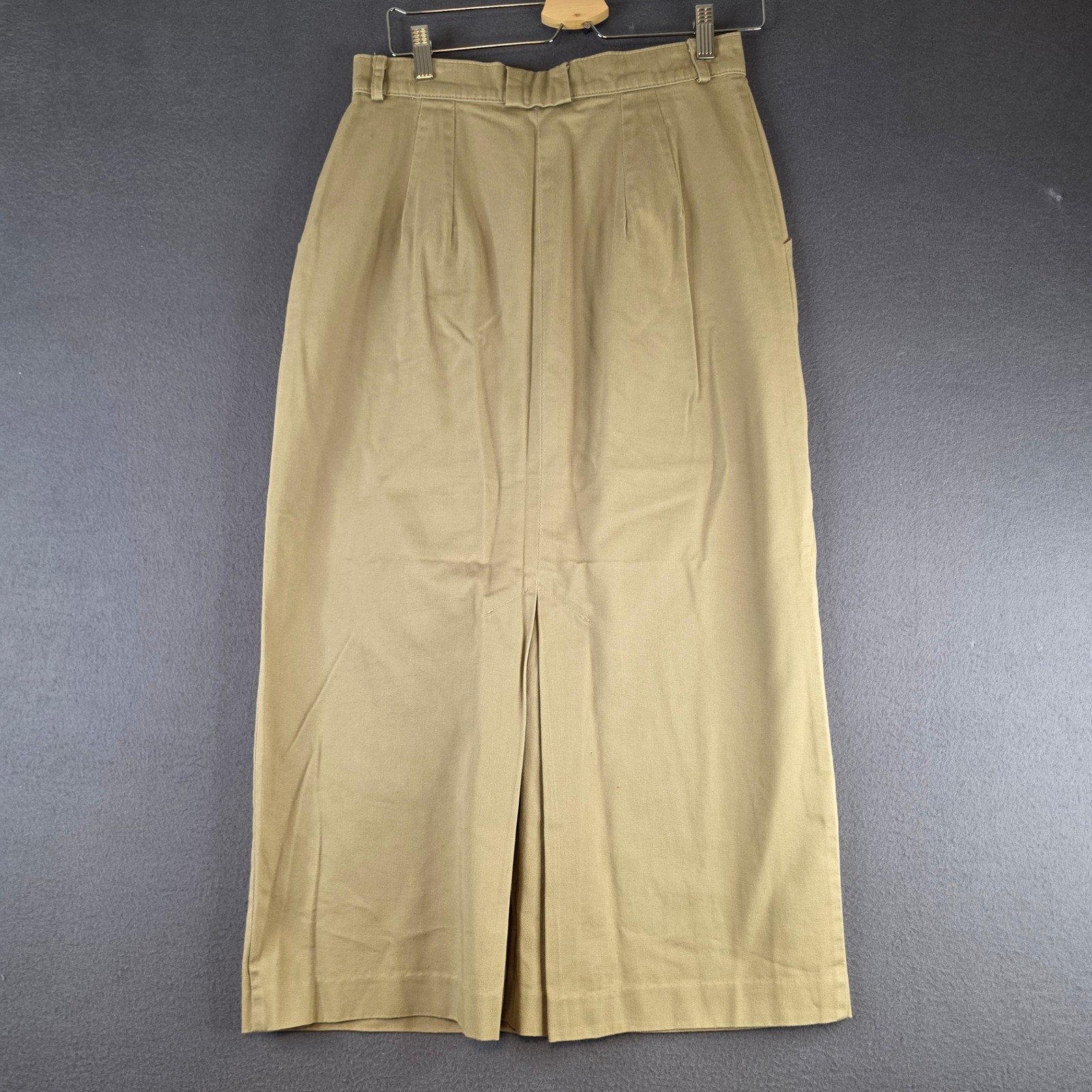 Gotcha Covered Maxi Skirt 30″ Waist Khaki Button Front Pleated Cotton Twill USA