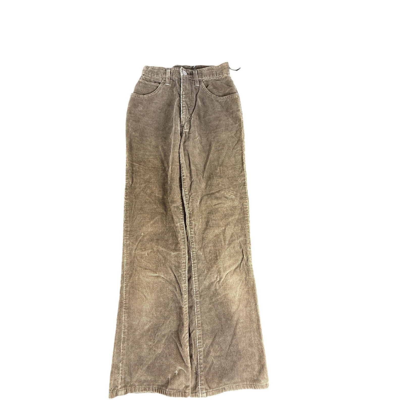 Wrangler High Rise Wide Leg Tan Corduroy Pants Size 27 Vintage Boho Retro Grunge