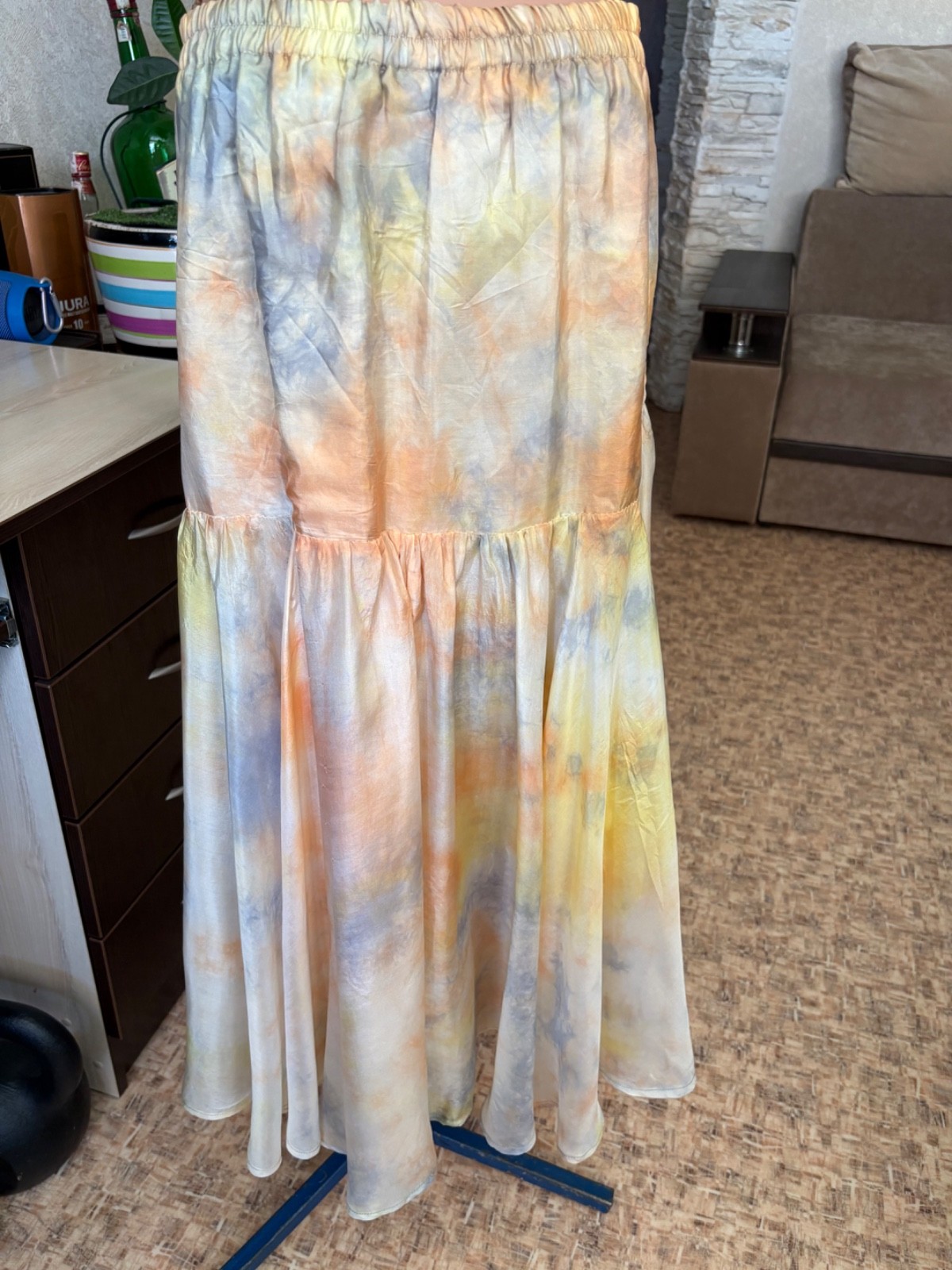 Vintage Maick Harold Paris Silk Blend Asymmetrical Tie-Dye Skirt