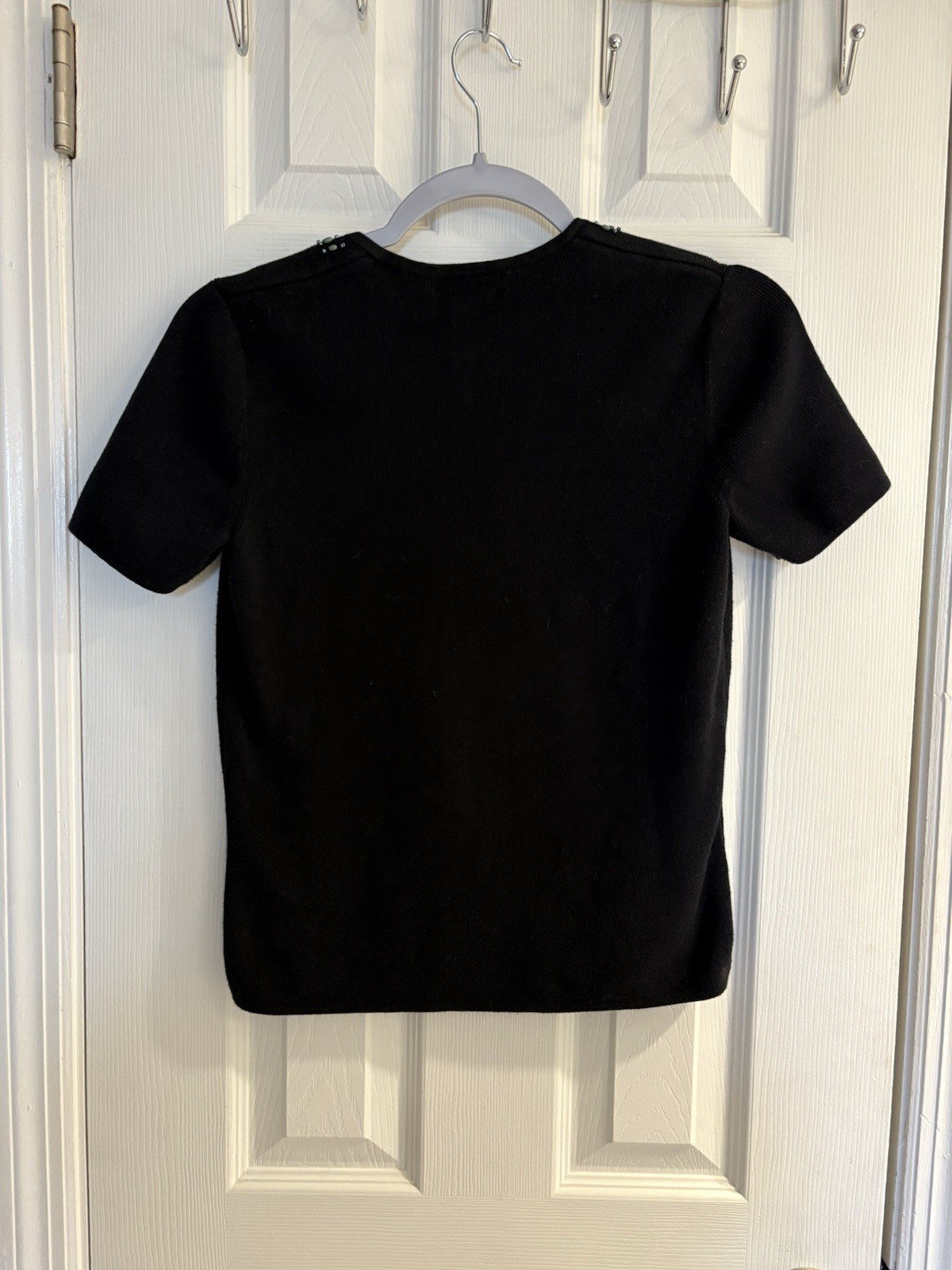 Vintage HampshireStudio 100% Cotton Petite Beaded Collar Ladies T Size Small