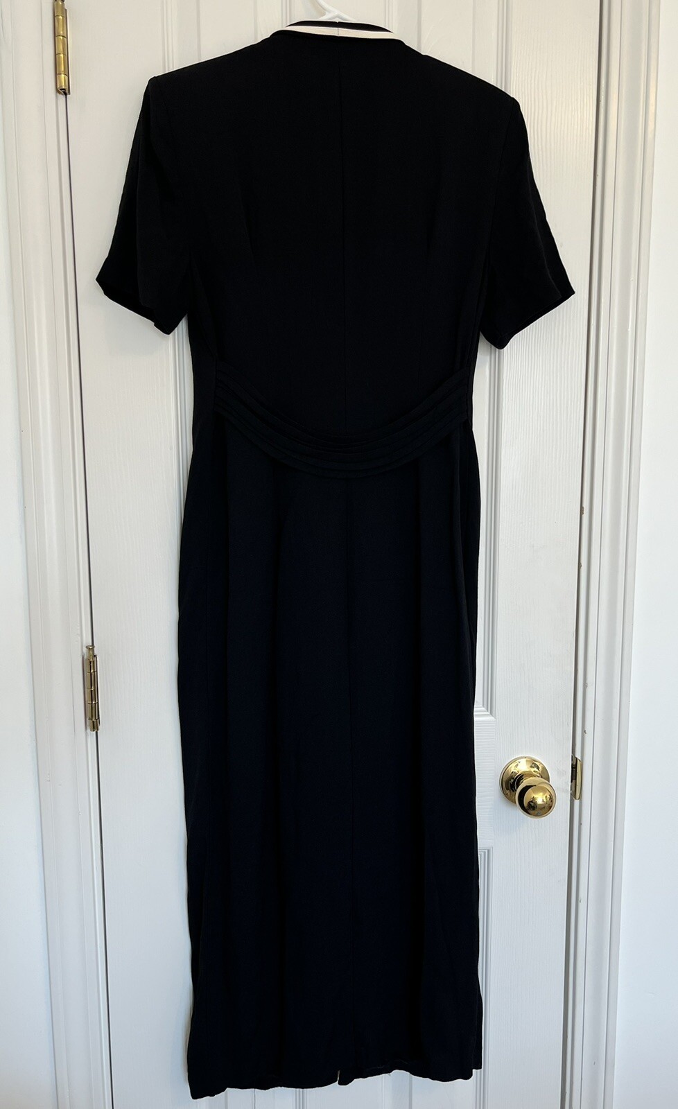 Vintage 90s S. L. Fashions Black and Ivory Trim Dress size 8