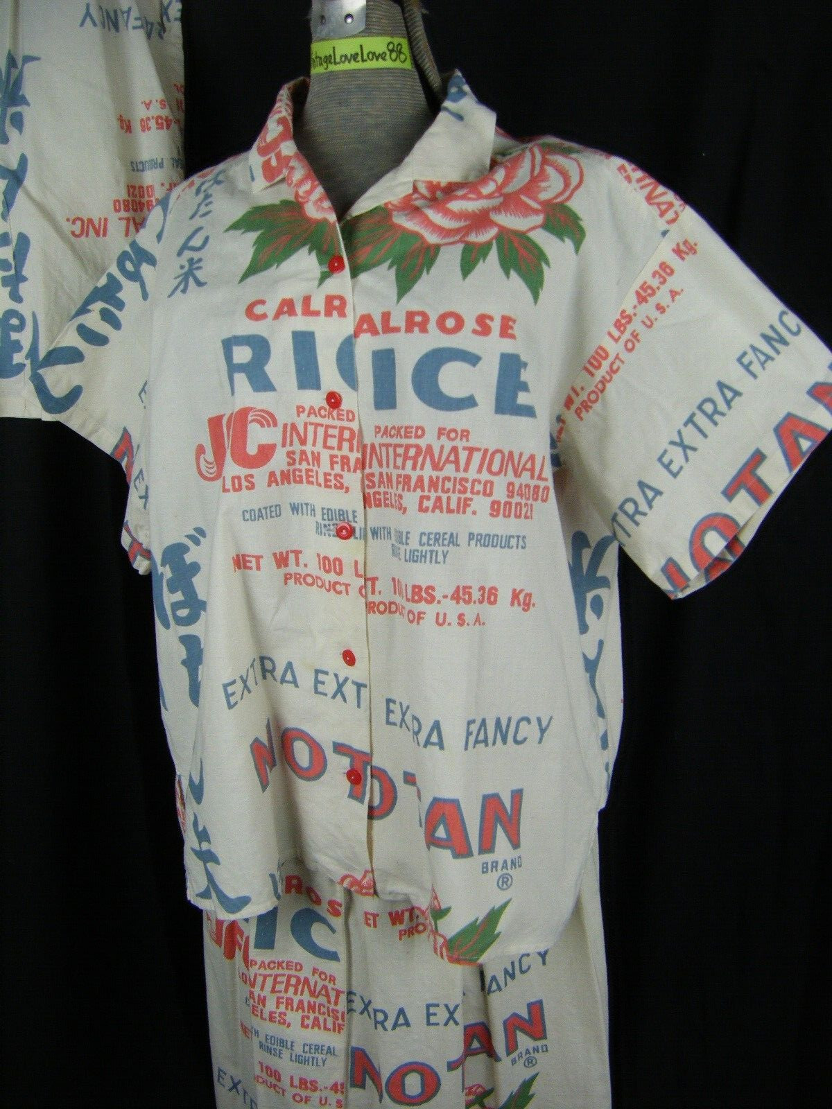 NOTAN CALROSE RICE Vtg 60s Mod Print PLUS Top/Skirt/Short 3 pcs-Bust 50/Waist 36