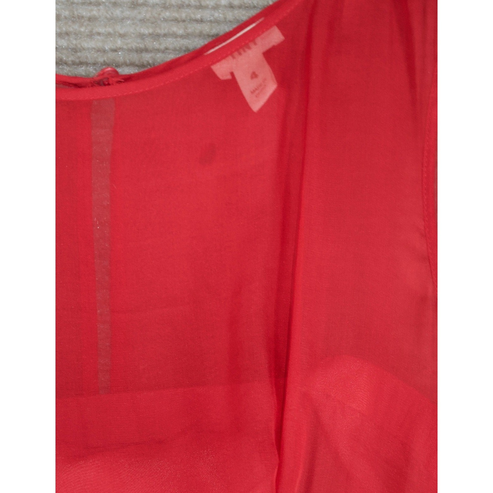 Anthropologie Tiny Caridad Ruffled Dress Red Rosette Mesh Flaw Size 4 16x26x41