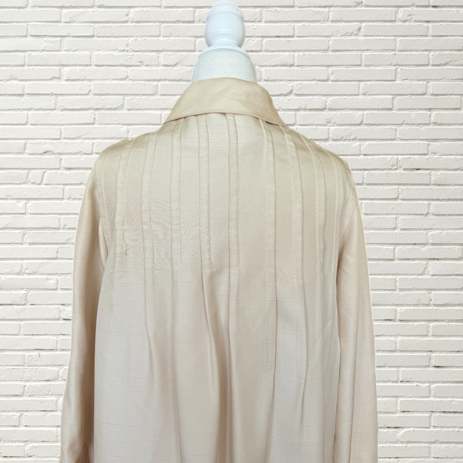 Vintage 60s Cream Silk Bill Blass Dress Button Front Pintuck Pleating