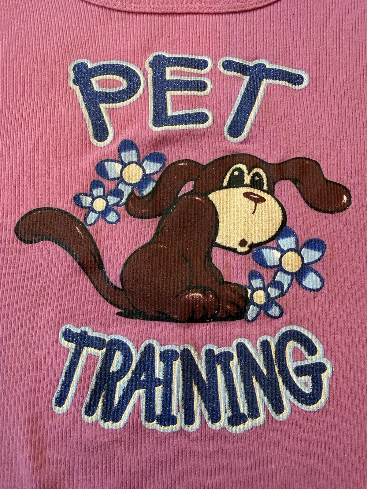 Vtg Y2K Self Esteem “Pet Training” Dog Lover Dog Life Graphic Baby Tee Size S