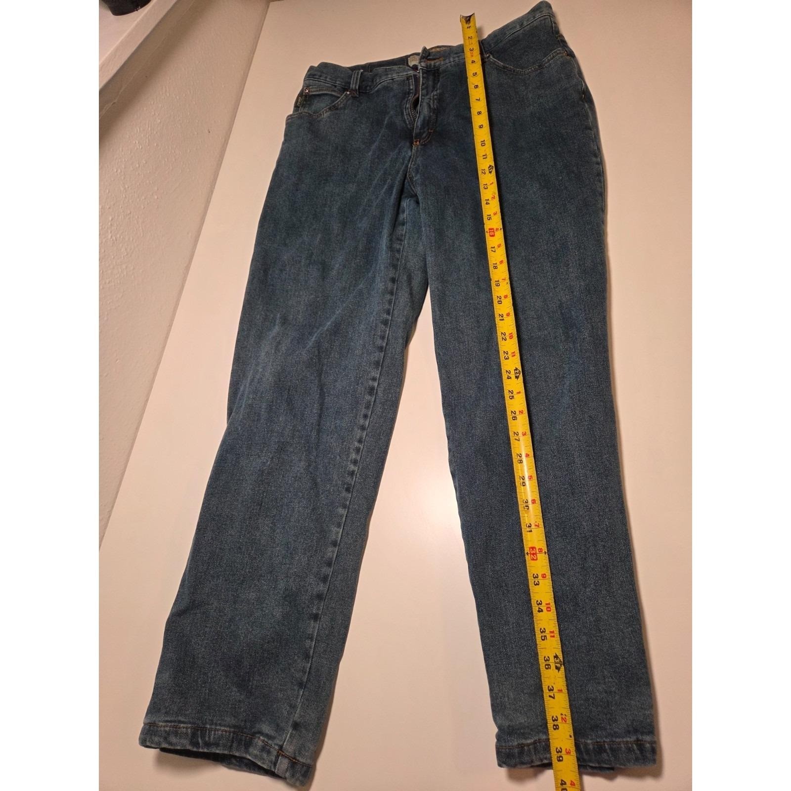 Vintage Cabelas Jeans Womens 14 Blue Denim Dark Wash Flannel Lined Straight Leg