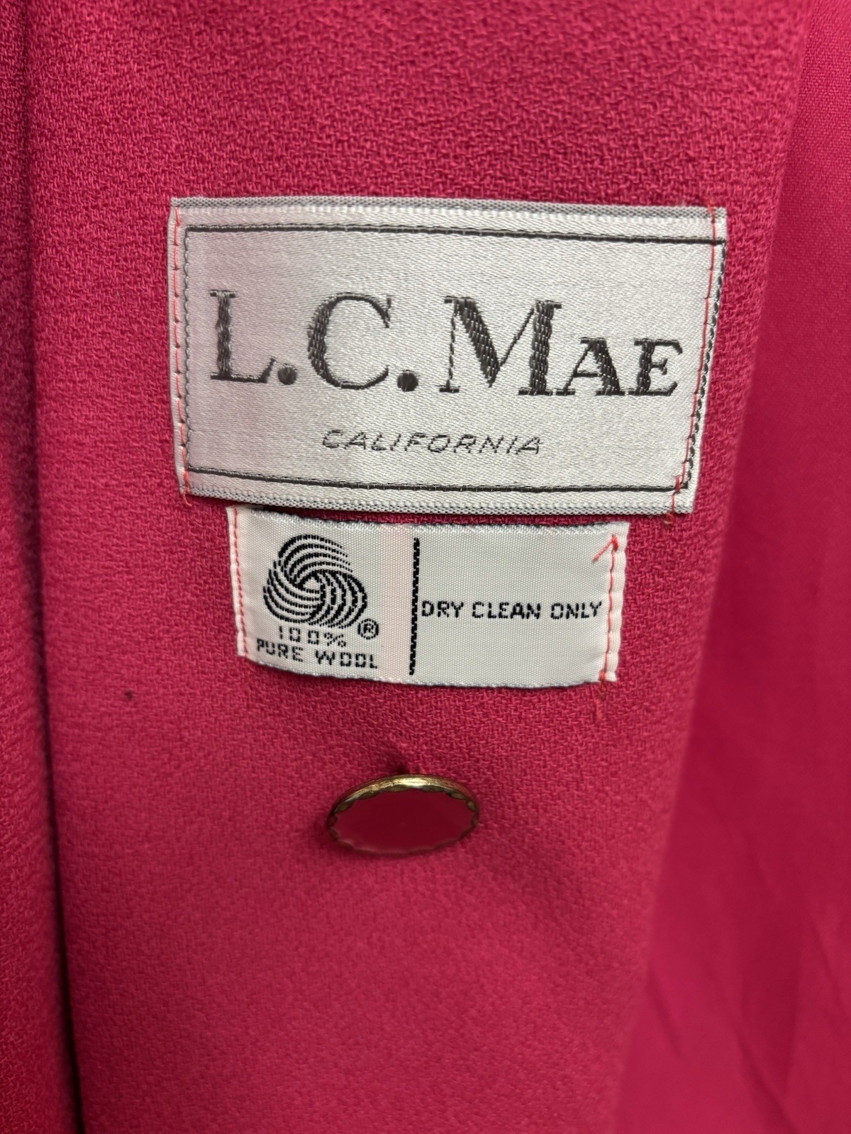 Vintage 60’s 70’s L.C. Mae California 100% Pure Wool Coat Mod Hot Pink M/L