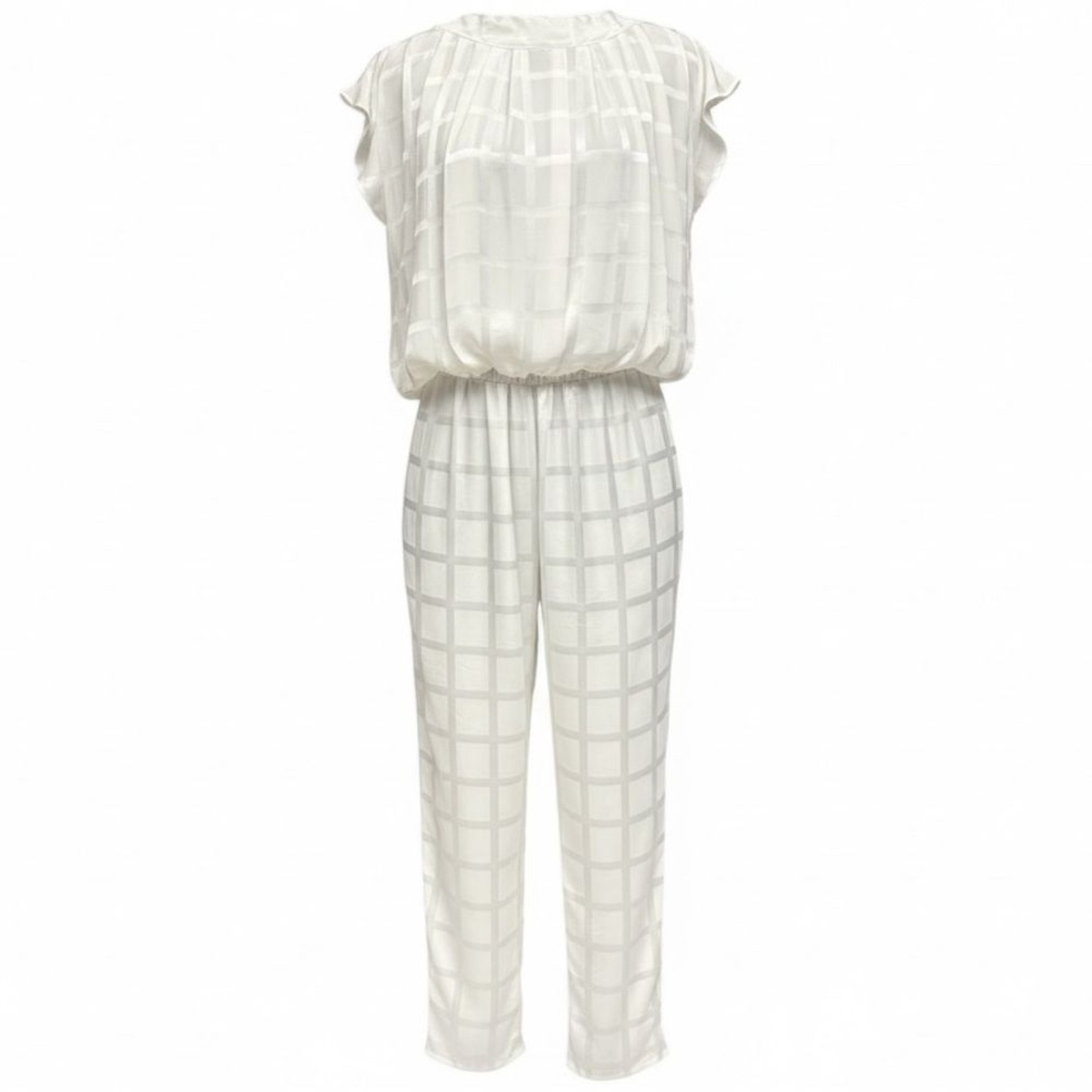 Joseph Ribkoff Cream Checkered Jumpsuit Ivory Formal Party Outfit XS/S fit