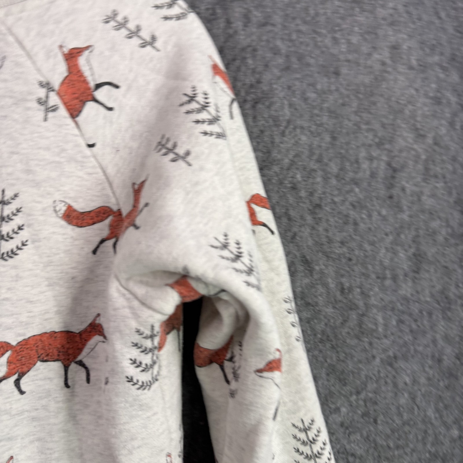L.A. SOUL Women’s Gray Fox Woodland Print Raglan Sweatshirt Pullover Top Size L