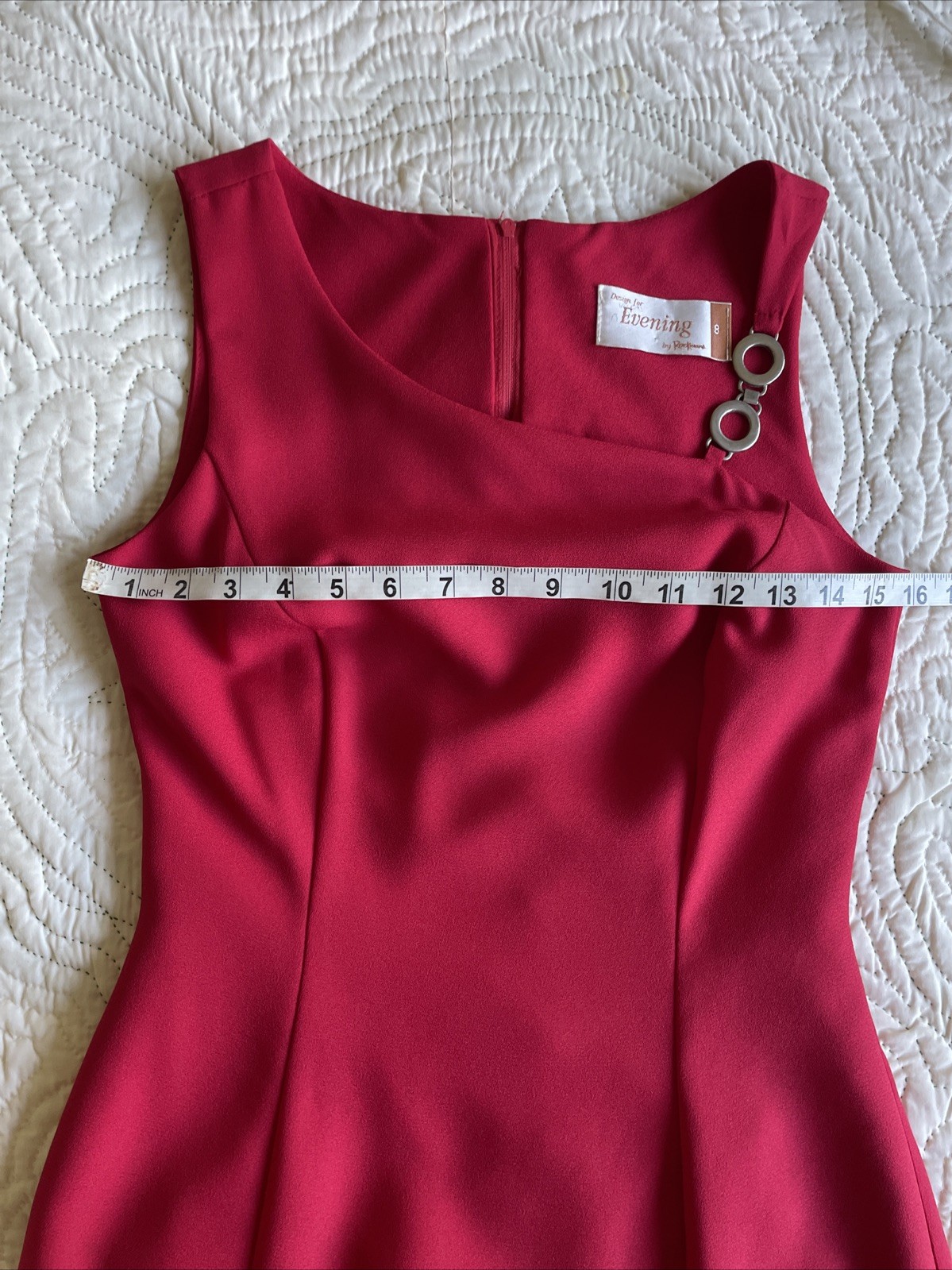 90s Minimalist Size AU 8 XS Red One Shoulder Silver Chain Evening Dress Y2K EUC