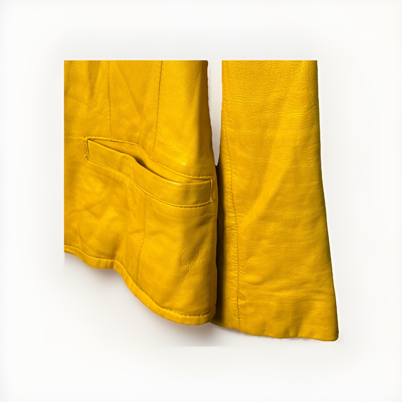 Yellow Lamb Nappa Leather Jacket Evan Davies 6 1980’s Vintage Pre-Owned Pockets