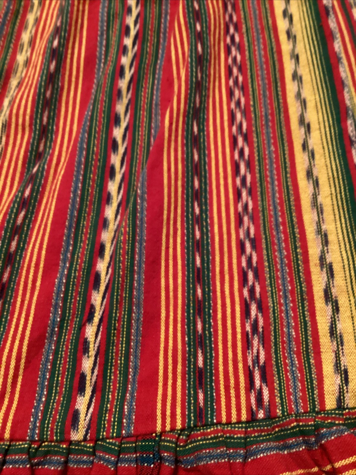 Vintage Bright Ethnic Woven Skirt Ecuador Cotton Material With Ruffle Maxi