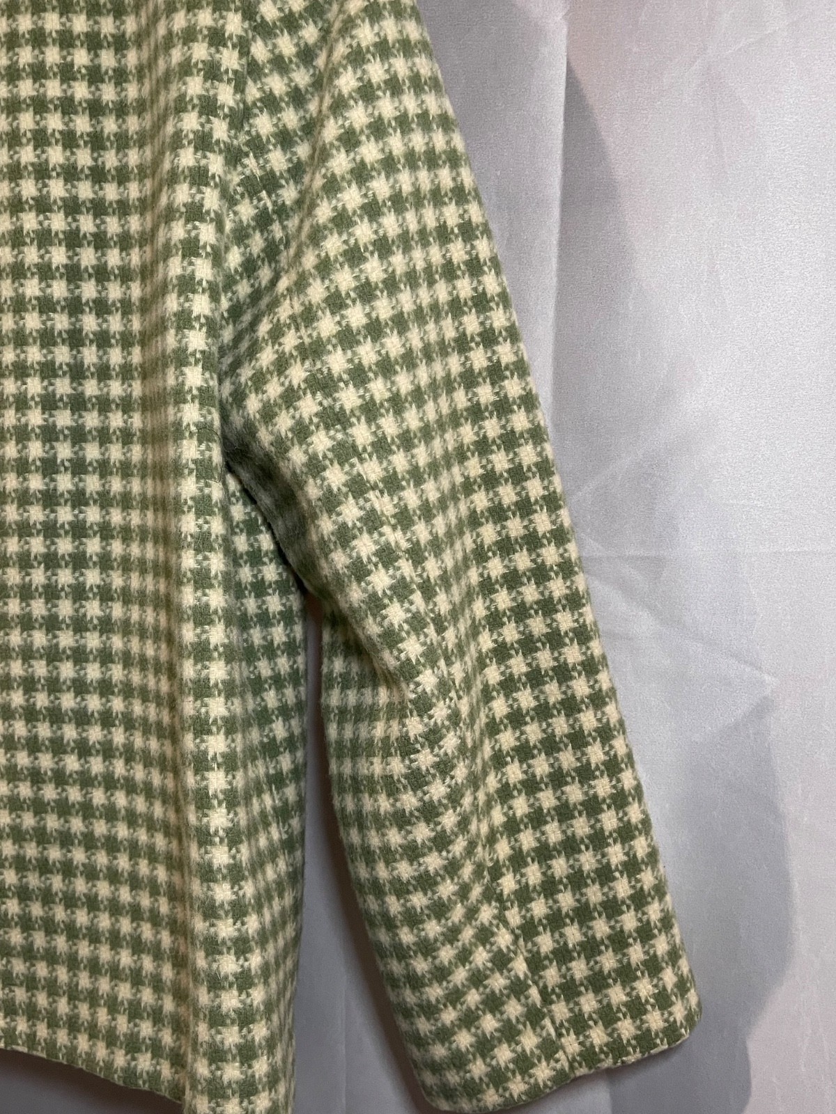Vintage Vogue Special Design Green and Cream Checkered Jacket