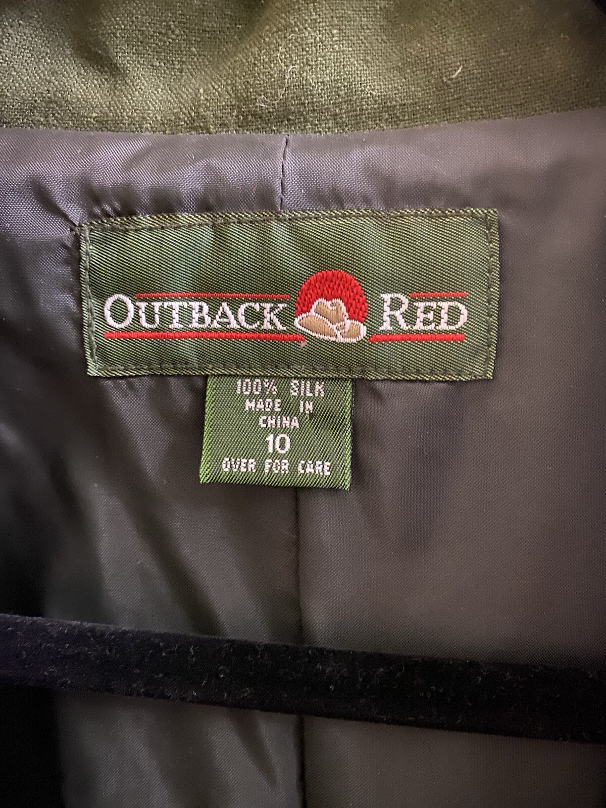 Vintage Outback Red 80s Cropped Blazer Olive Double Breasted 100% Silk Size 10
