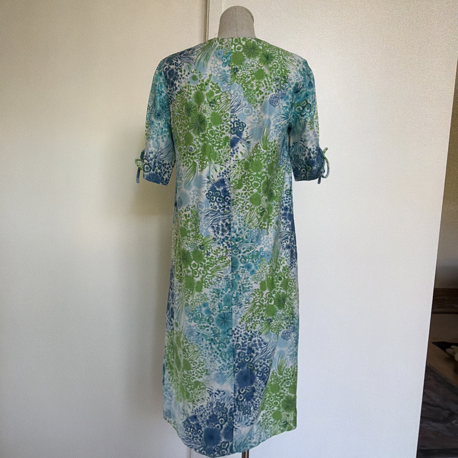 Vtg 60s Paradise Hawaii Orange Floral Tropical Hawaiian Dress L