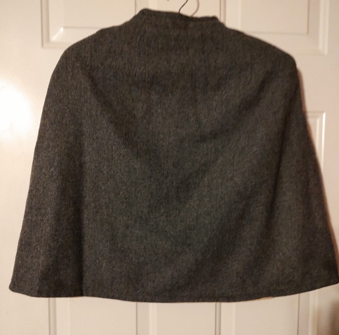🩶🐑🤎 Stunning RARE Antique Vintage Reversible Wool Cape Shawl Wrap Stole Frock