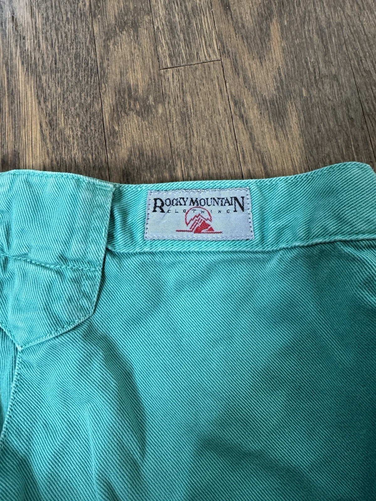 Vintage Rocky Mountain Clothing Teal High Waisted Pleated Tapered Jeans 24 Waist
