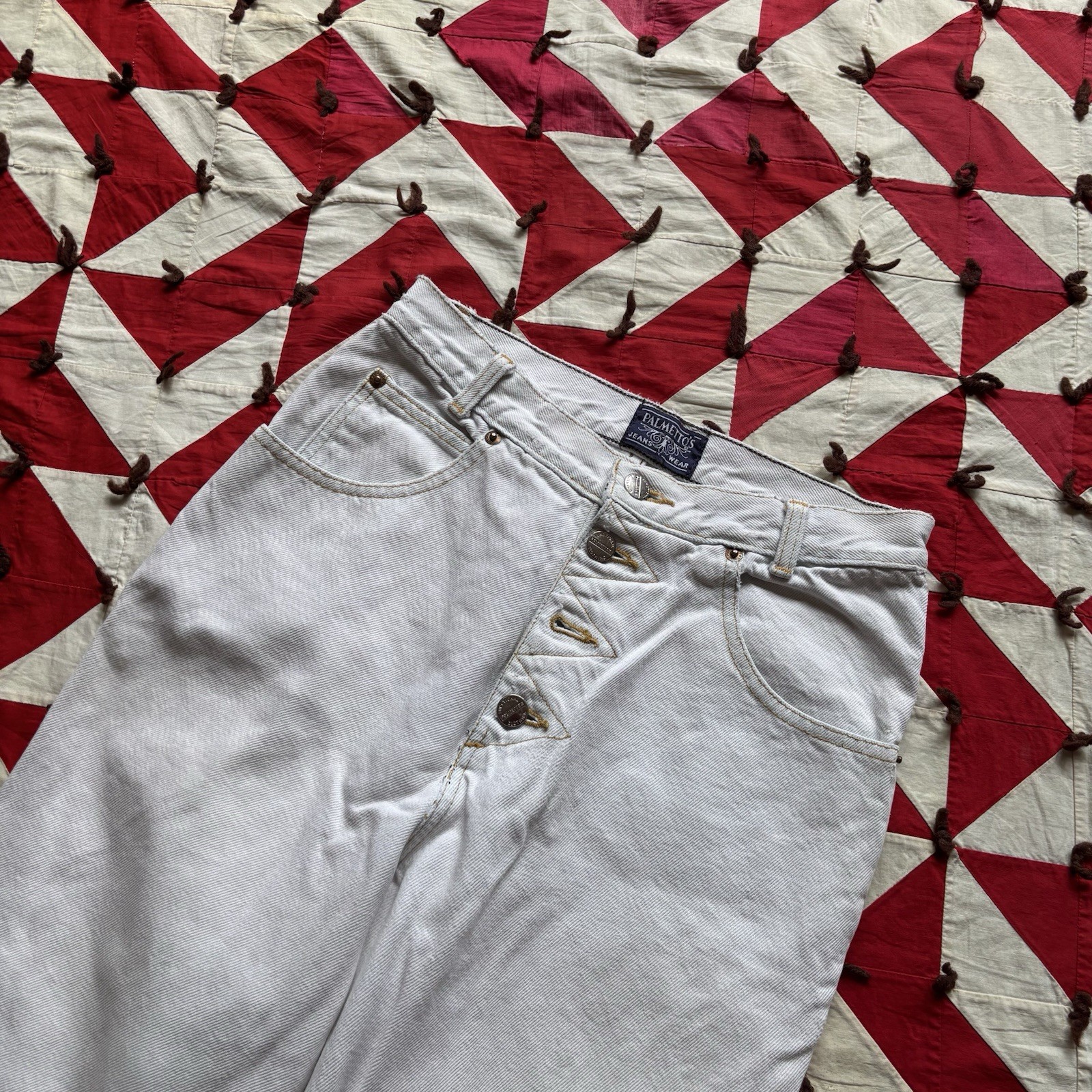 Vintage 1980s Taper Leg Bleached White Denim As Is Women’s