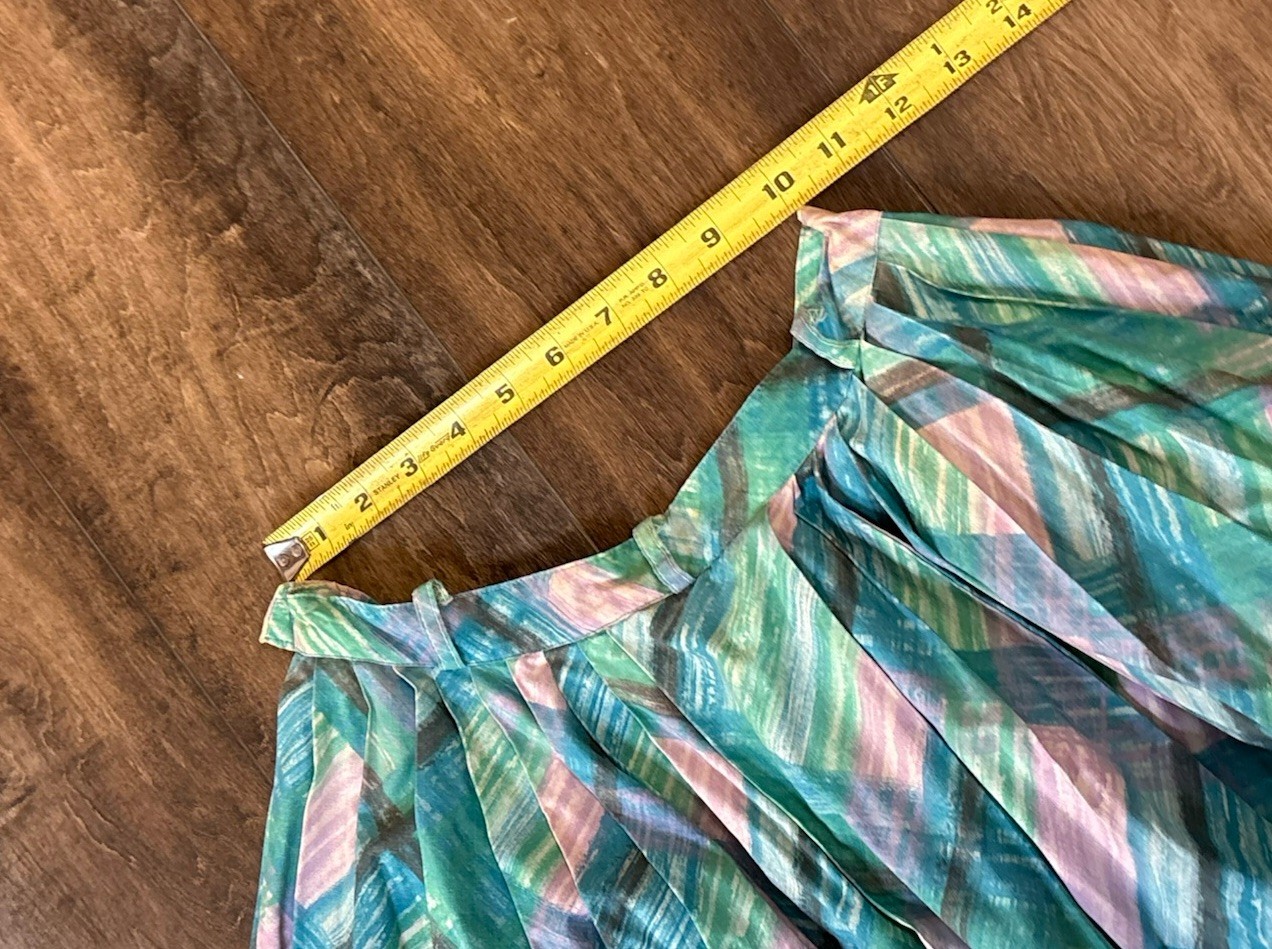 Vtg 60s Dutchmaid Plaid Maxi Skirt Women’s 28 Pastel Pleated Boho Mod USA Cotton
