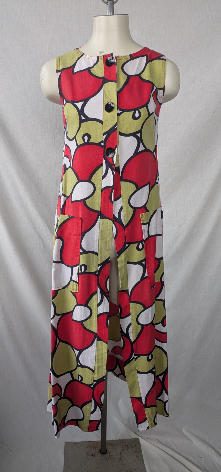 Vintage 1960s Sleeveless Cotton Hostess Gown Sz S/M VG Condition