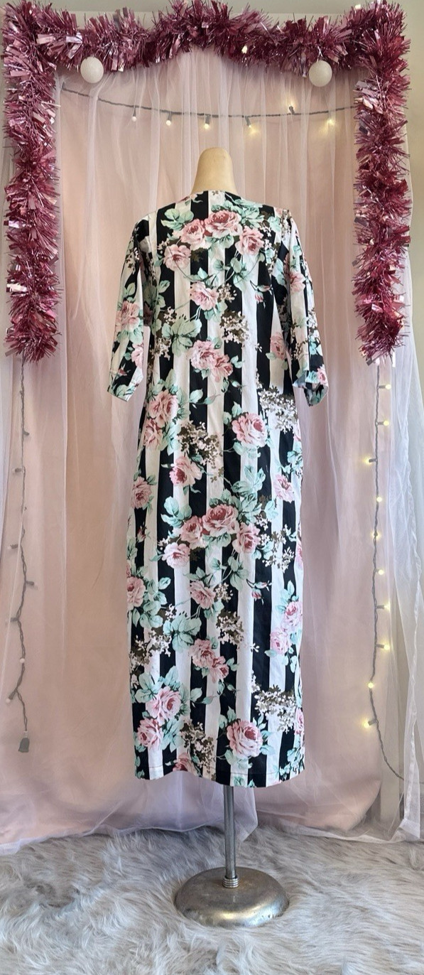 Vintage 80s MuuMuu Nightgown Maxi Dress Floral Print Dressing Gown Loungewear M