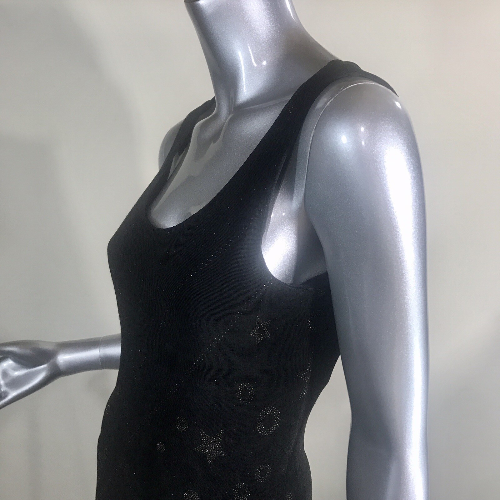 Vintage 90’s Mica Women’s Medium Fitted Black Astrological Stars Abstract Dress
