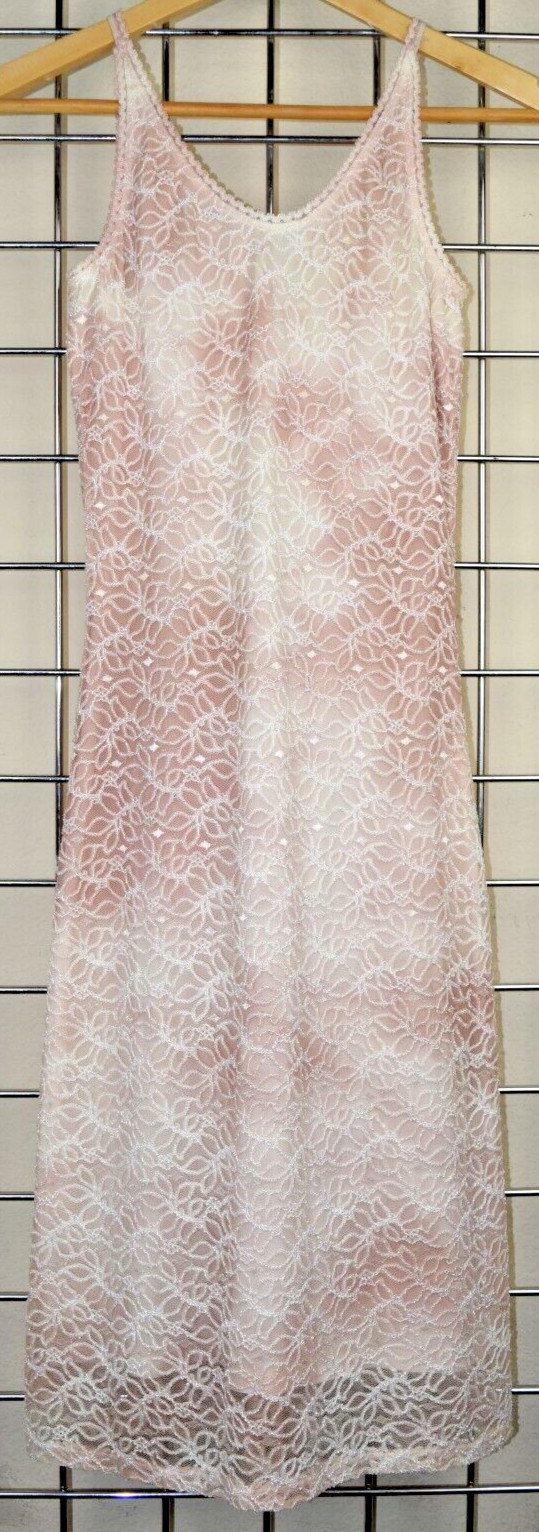 Vintage Dress Bisou Bisou Size S 90s Pink Clouds Tie Dye Sequins Layered Lace