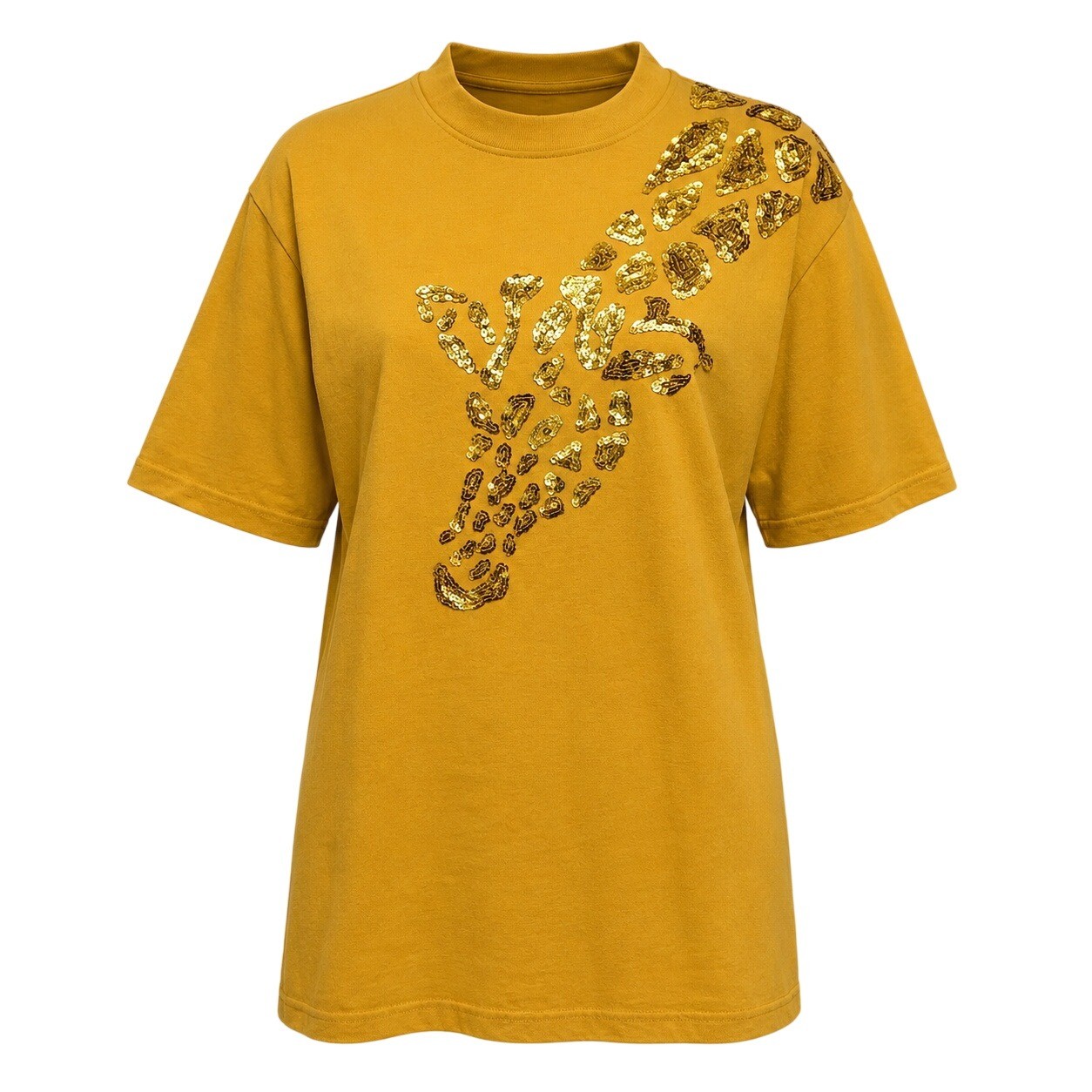 Vintage Bunny Classic Yellow Gold Sequin Giraffe Cotton Novelty TShirt Womens M