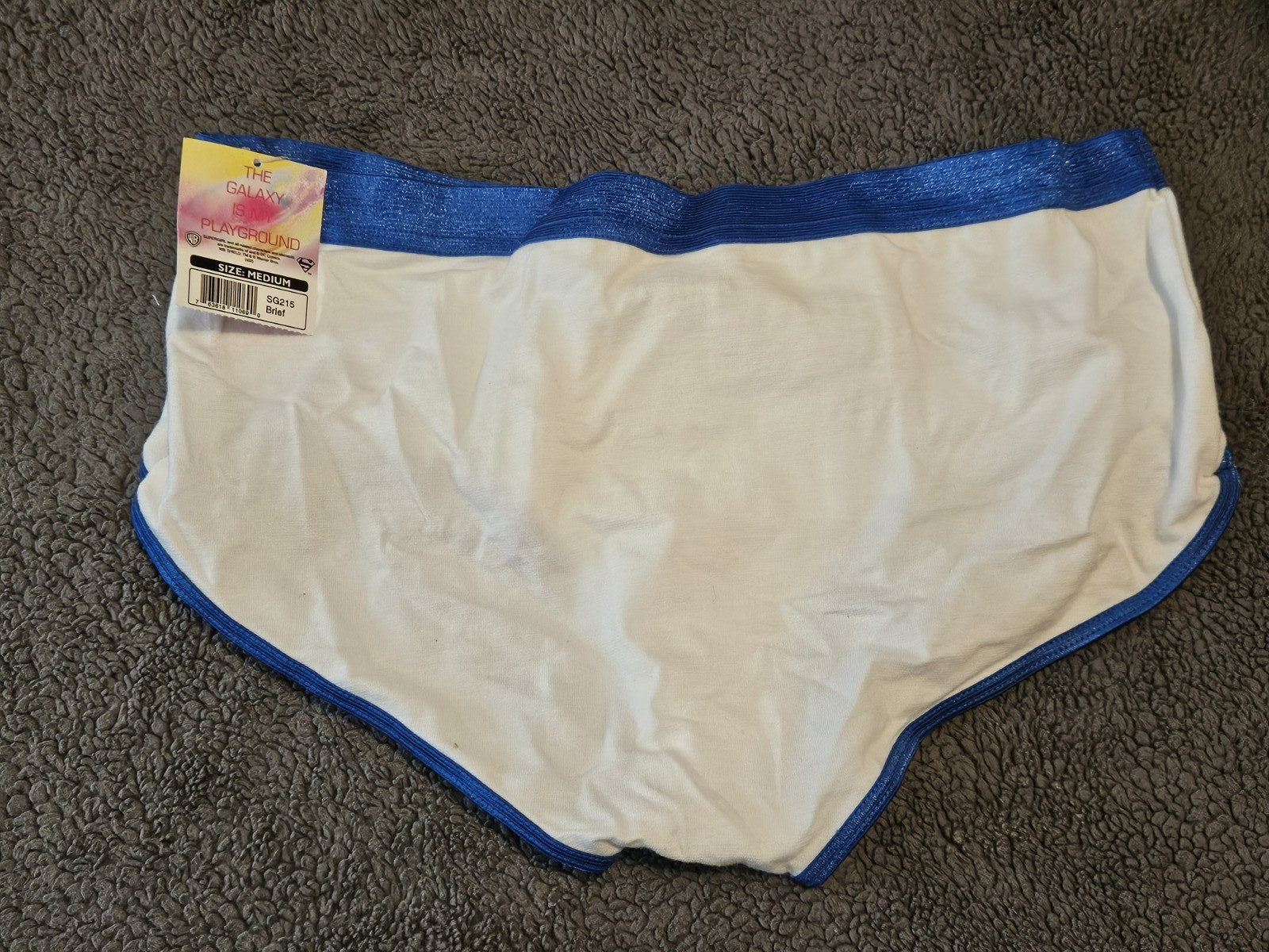 SuperGirl Intimates Women’s Boy Briefs Panties Sz: MEDIUM Color: WHITE/BLUE TRIM