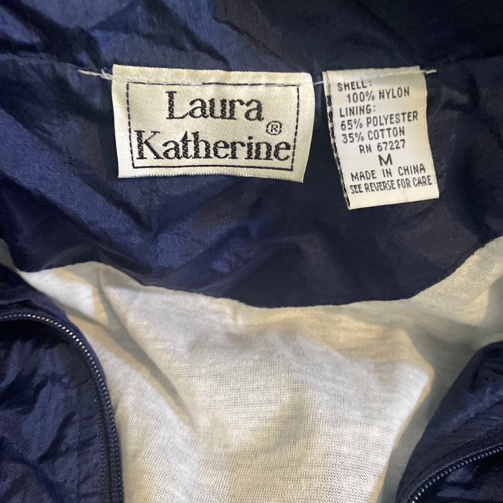 Rare Vintage 90s Laura Katherine Navy Blue And GreenWindbreaker Tracksuit Size M