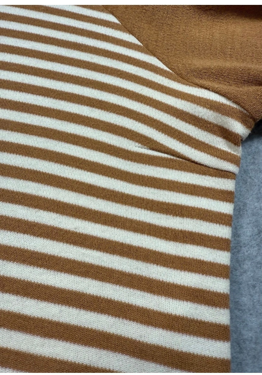 VTG JCPenney Striped Sweater Elbow Patch Brown White Preppy Japan L 70s 80s