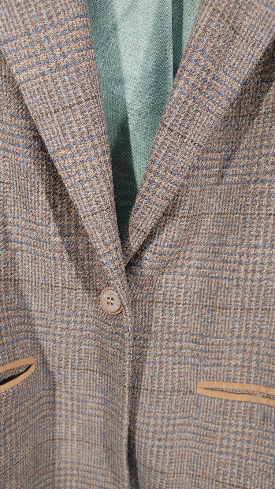 Rafael Women’s Lined Jacket Blazer Coat Brown Green Blue Tweed 1 Button Size 10