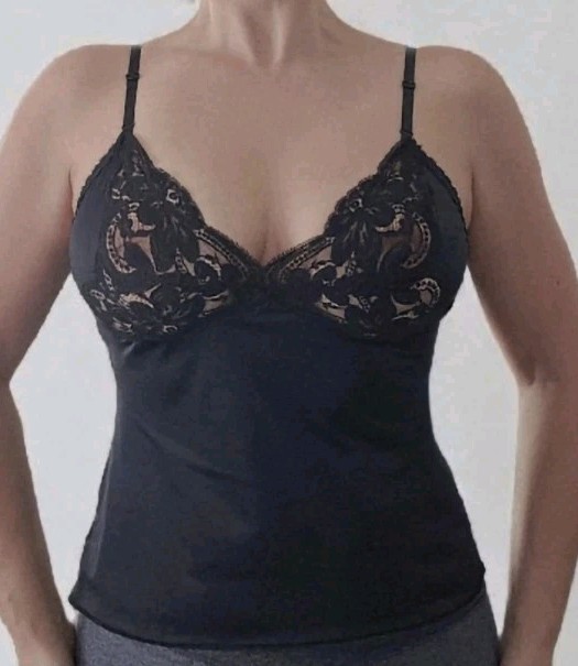 Vtg 80’s Wonder Maid Black Nylon Lace Camisole Top! Size 32 NEW