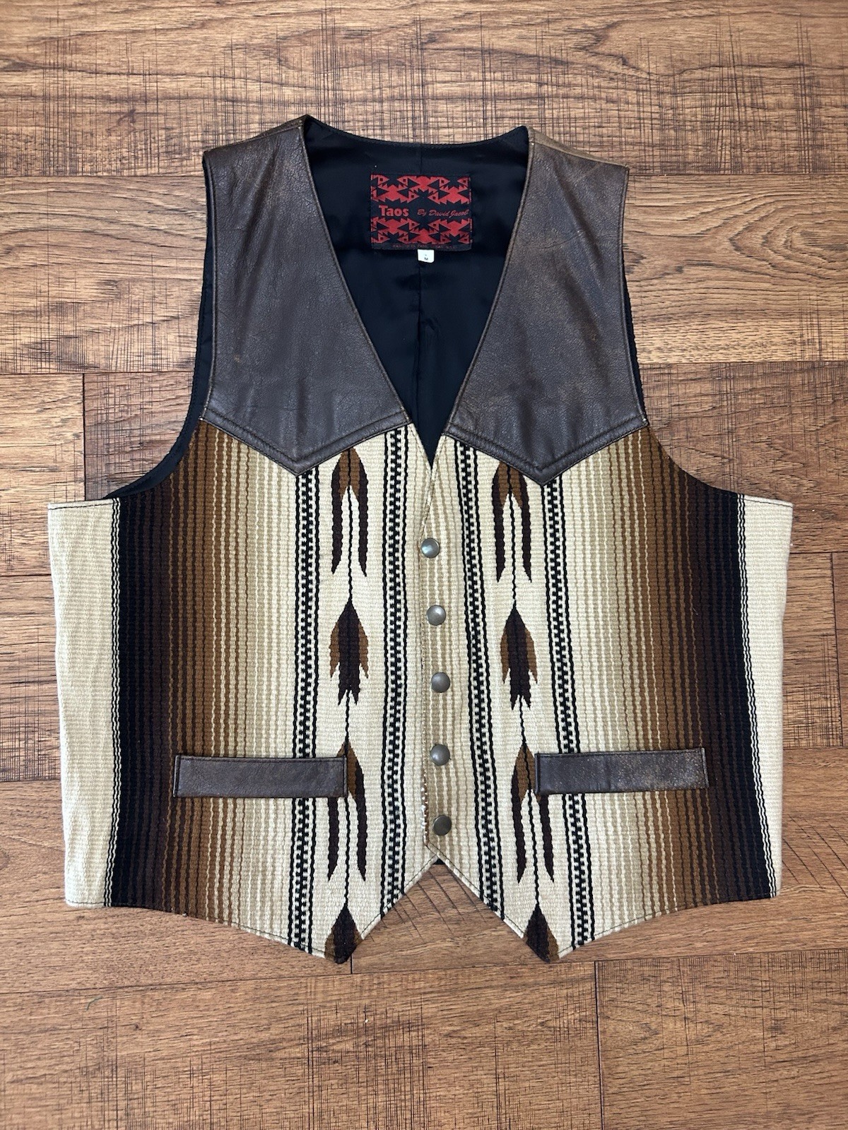 Vtg Taos By David Jacob Southwestern Vest Leather 80’s Med Minty See Pics