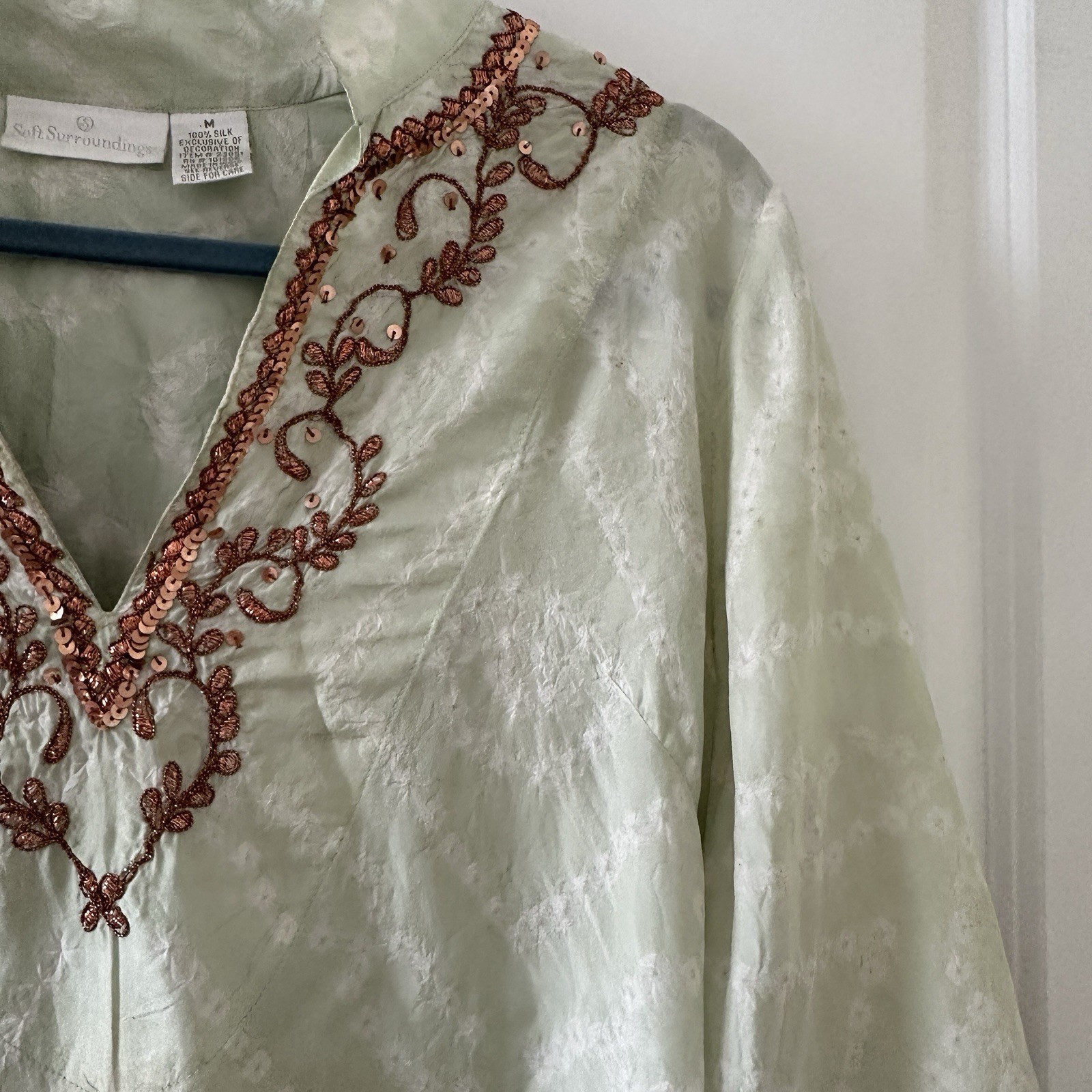 Vintage Soft Surroundings Silk Ombre Embroidered Sequin Tunic Women’s Sz Medium