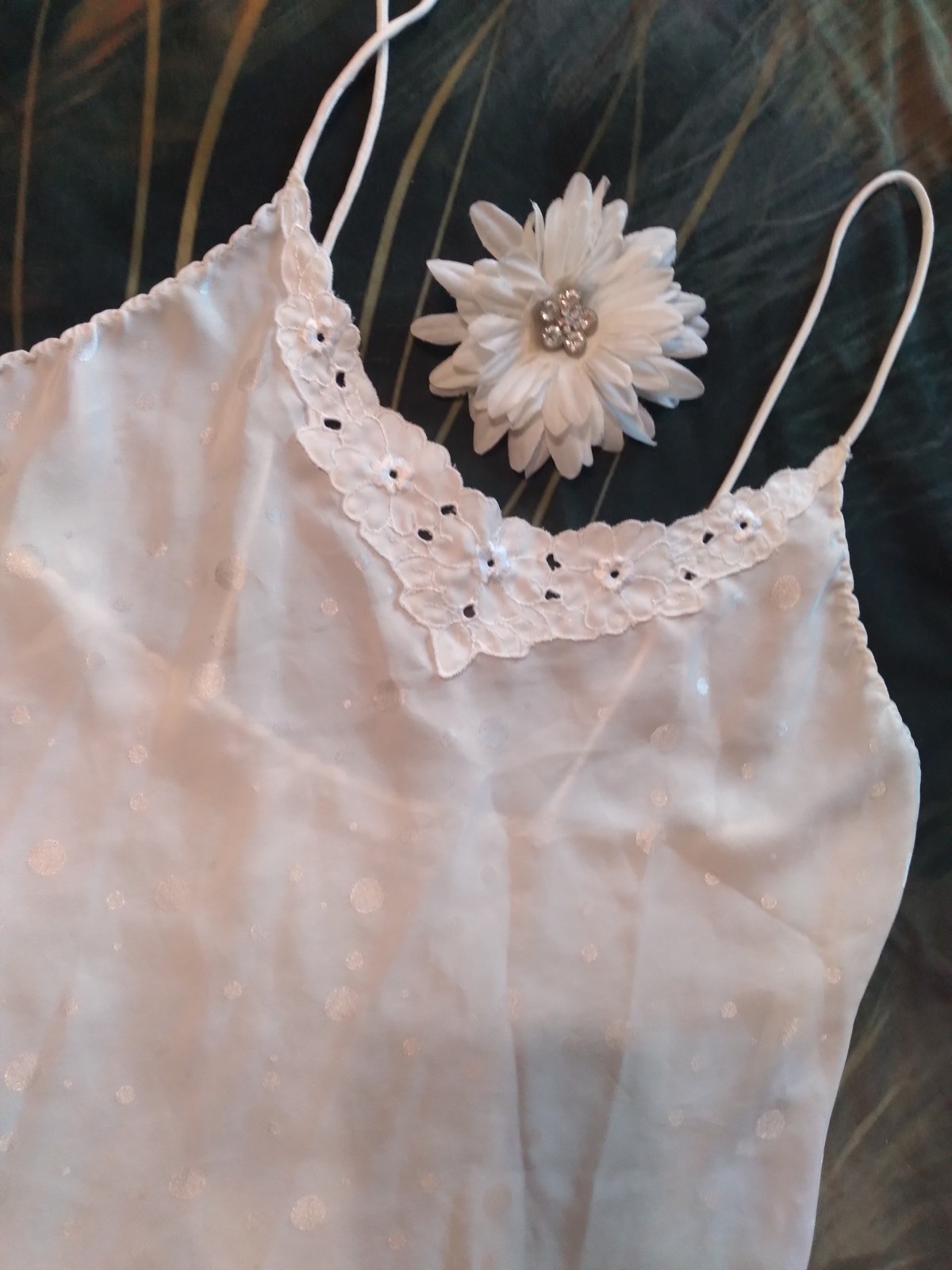Vintage Ralph Montenero Blanche Nightgown Small Ivory Polkadot Union Long Gown
