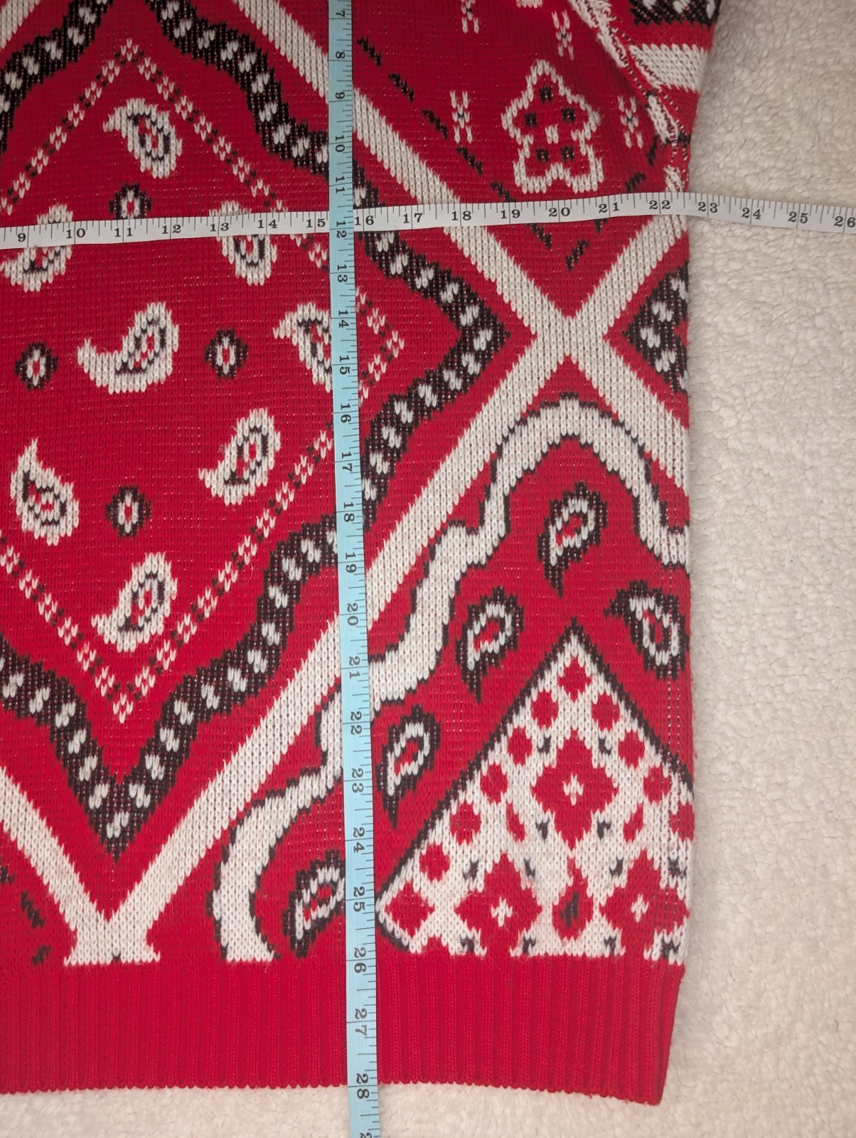 Traffic Jam Vintage Bandana Western Sweater Size M/L Red Black White