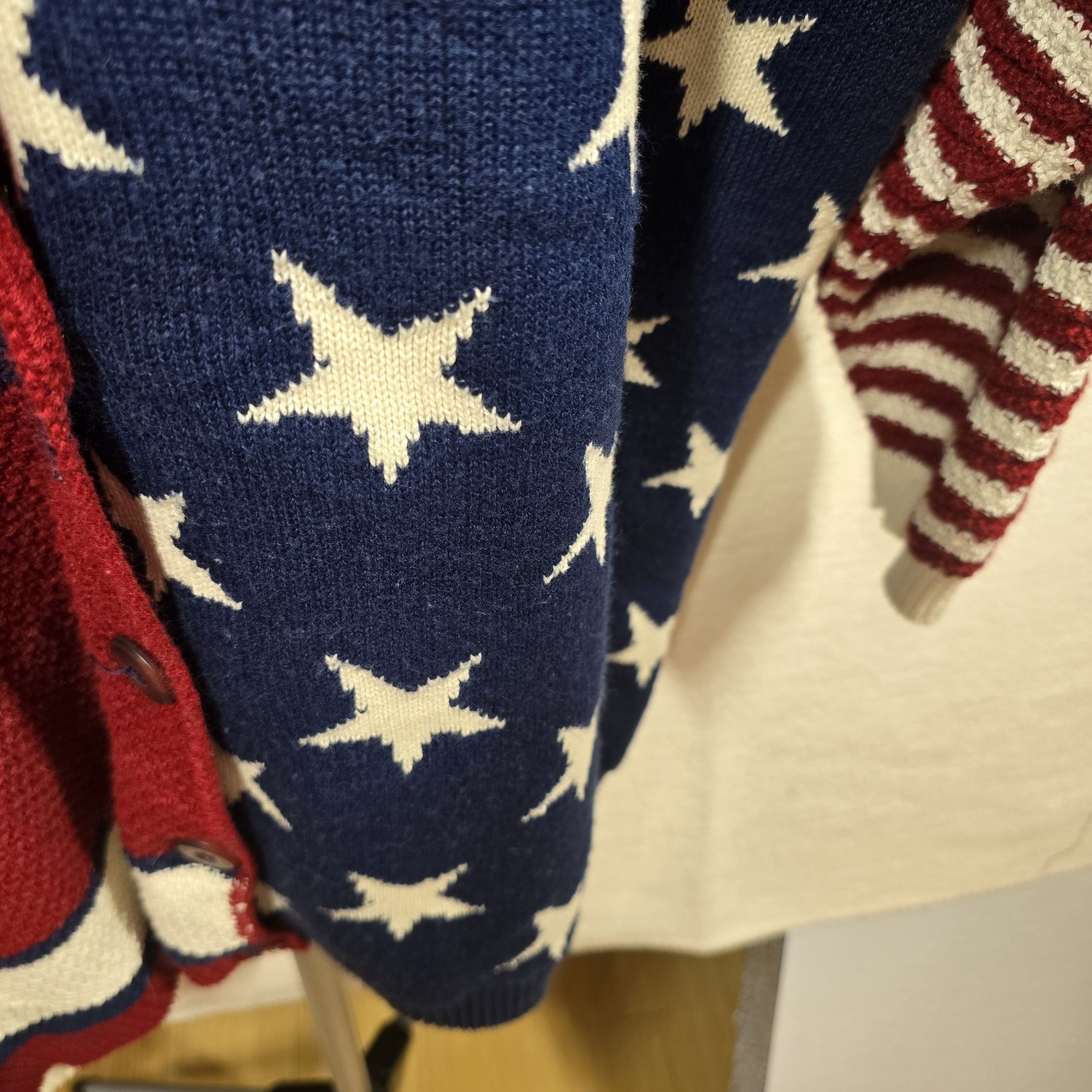 Vintage American Flag Novelty Cotton Chunky Knit Cardigan Women’s Plus 22/24 3X
