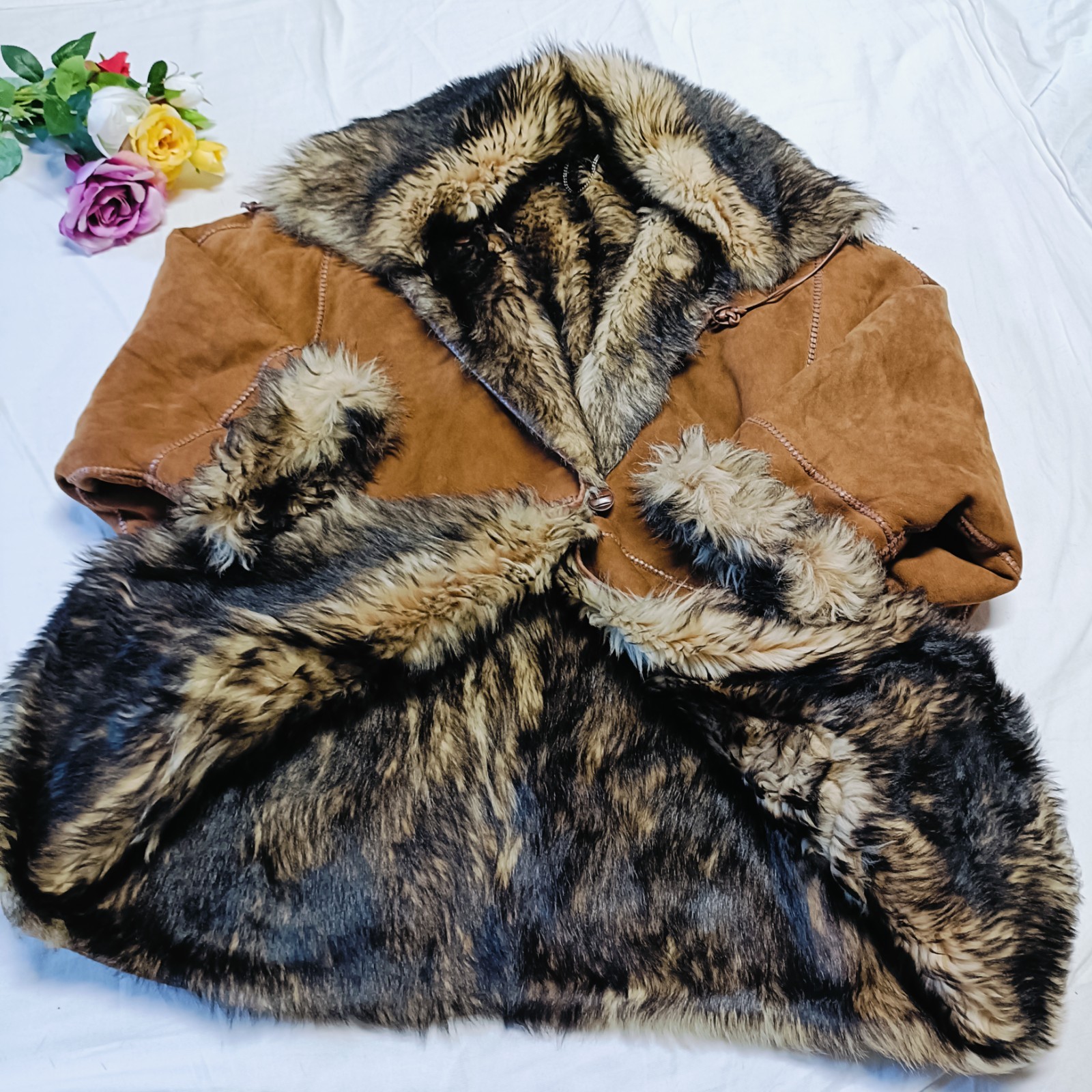 0815 Vintage Real Sheepskin sheep Fur Mouton Mongolian Coat Women