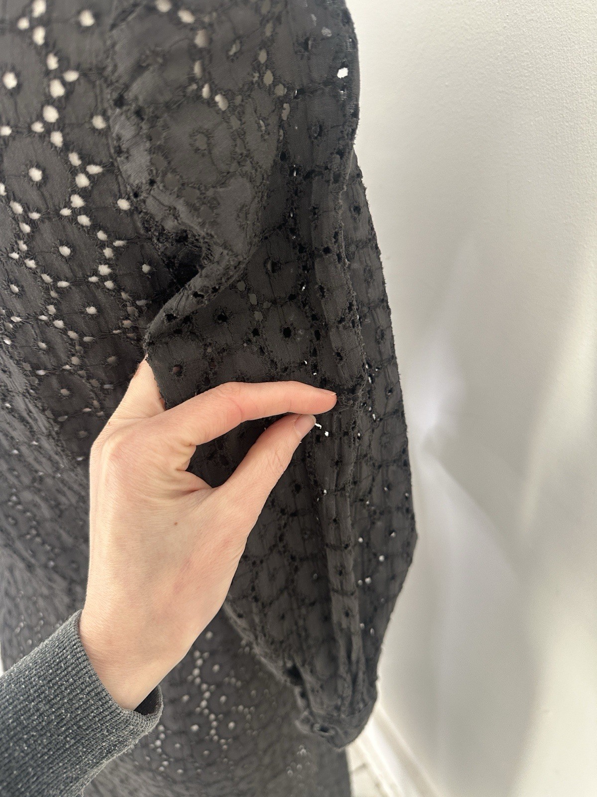 Vintage 40s Charcoal Lace Day Dress Size Small