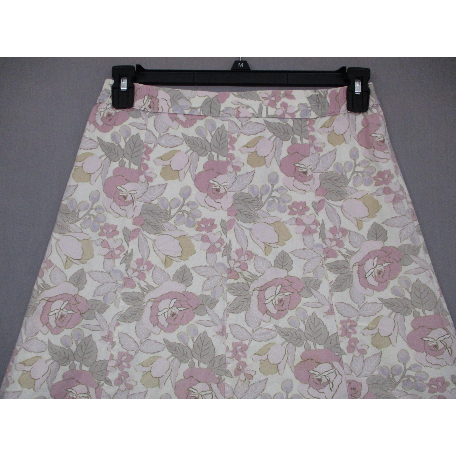 Calico Pink Gray Floral Vintage Boho Chic Aline Skirt Womens Size Large