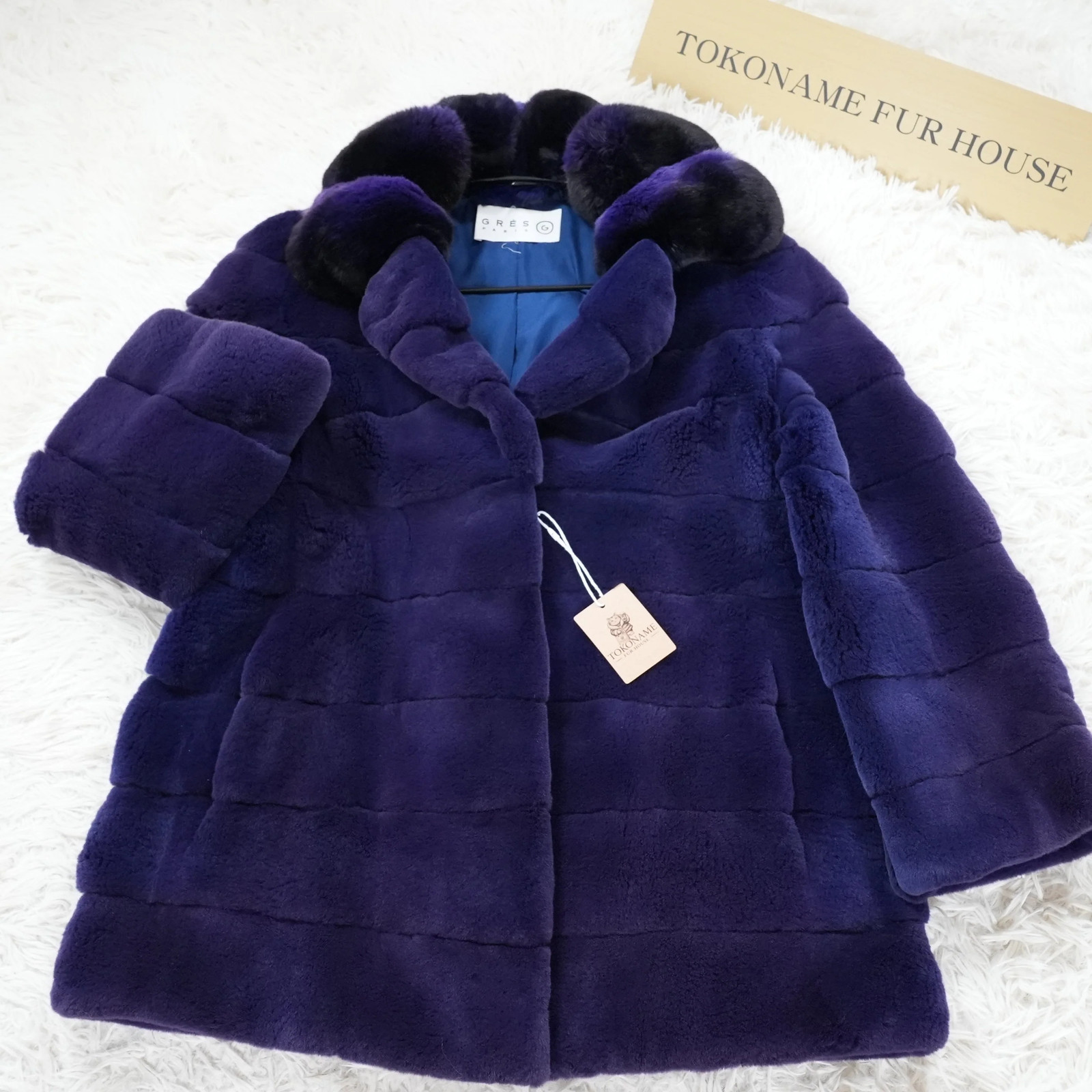 Shaved Mink Chinchilla Trim Fur Jacket Purple Dyed GRES Paris – Genuine Vinta…