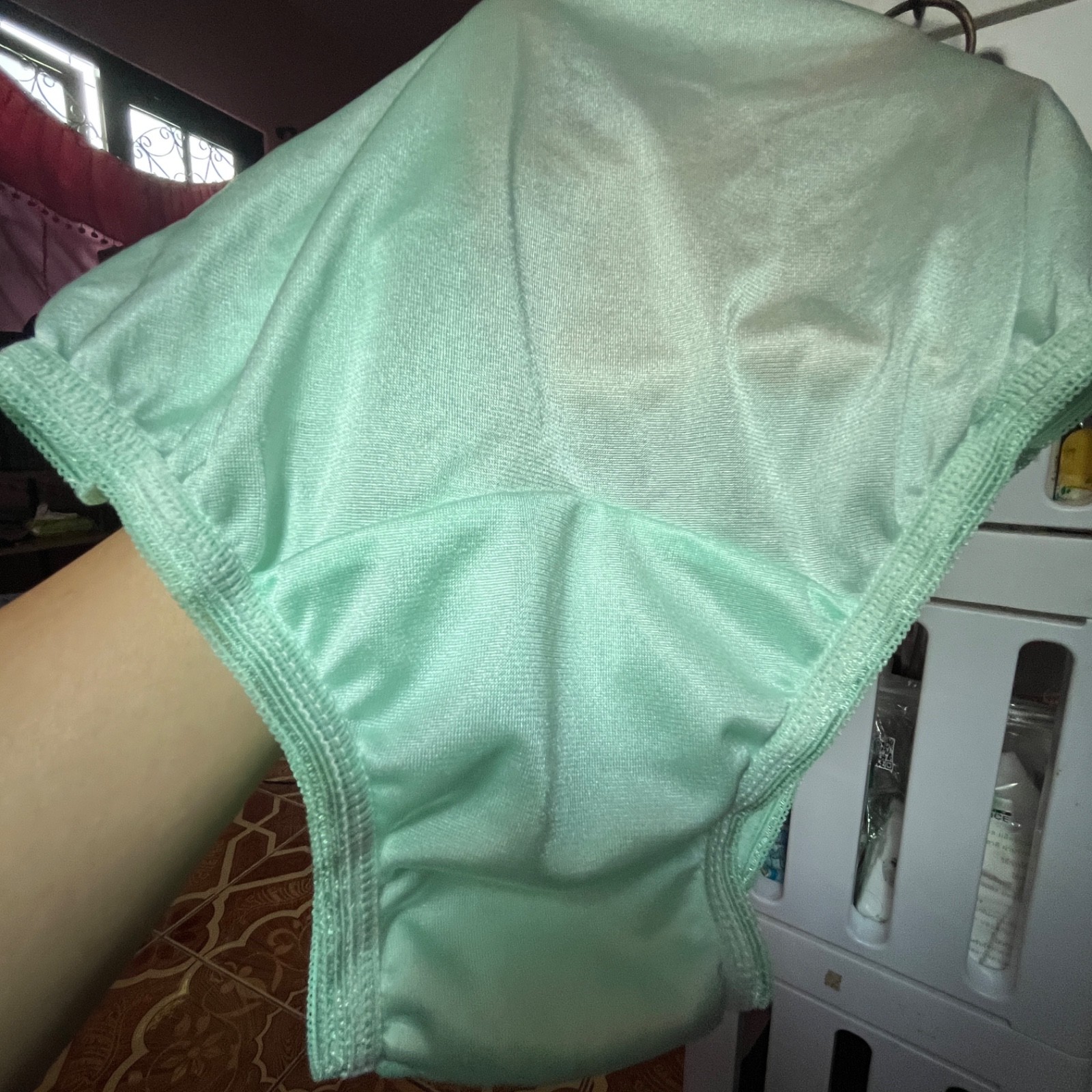 Nylon Feminine Classic Briefs Silk Retro Comfortable Light Green Vintage Panties