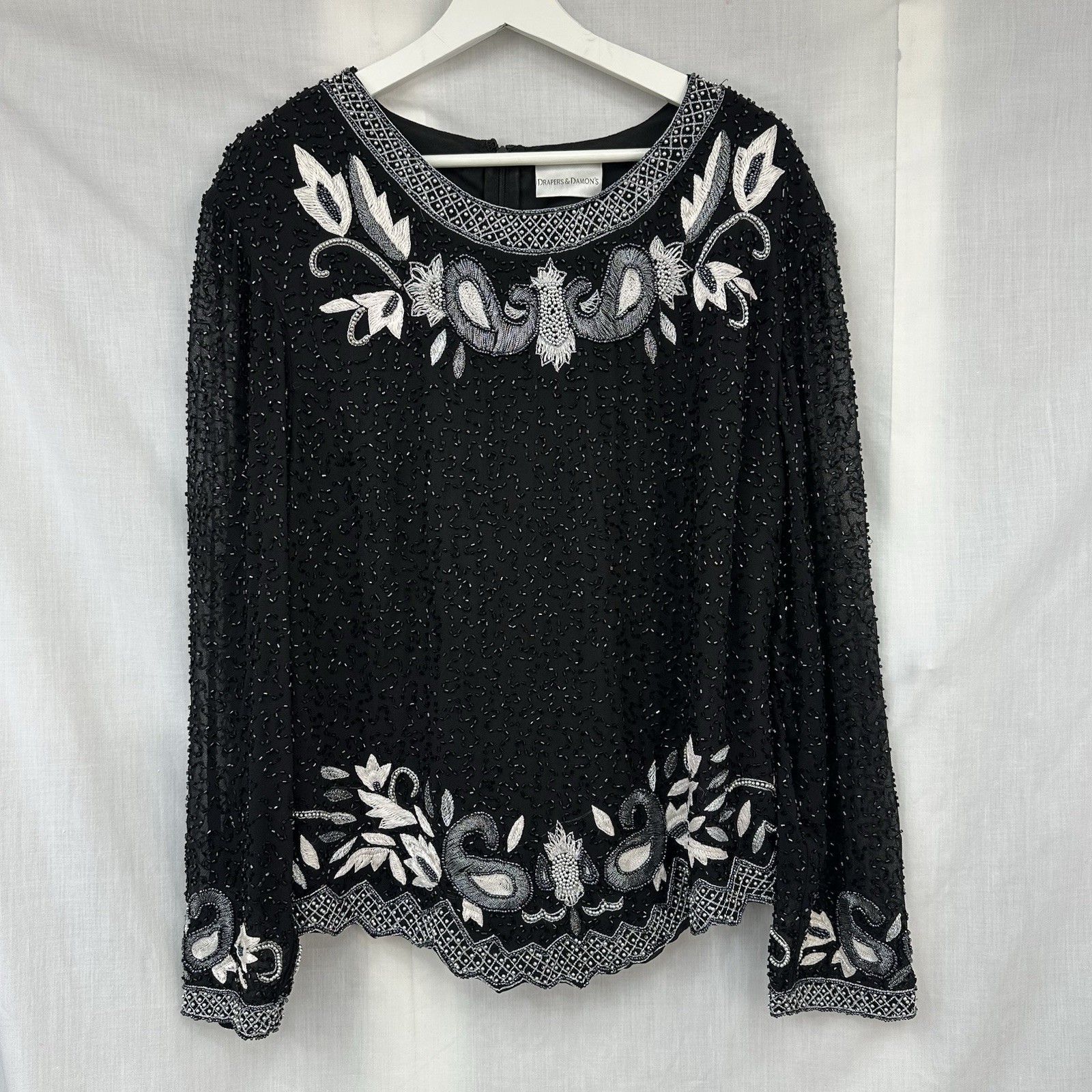Draper’s & Damon’s Size 2XL Beaded Evening Blouse Top Formal Elegant Embroidered