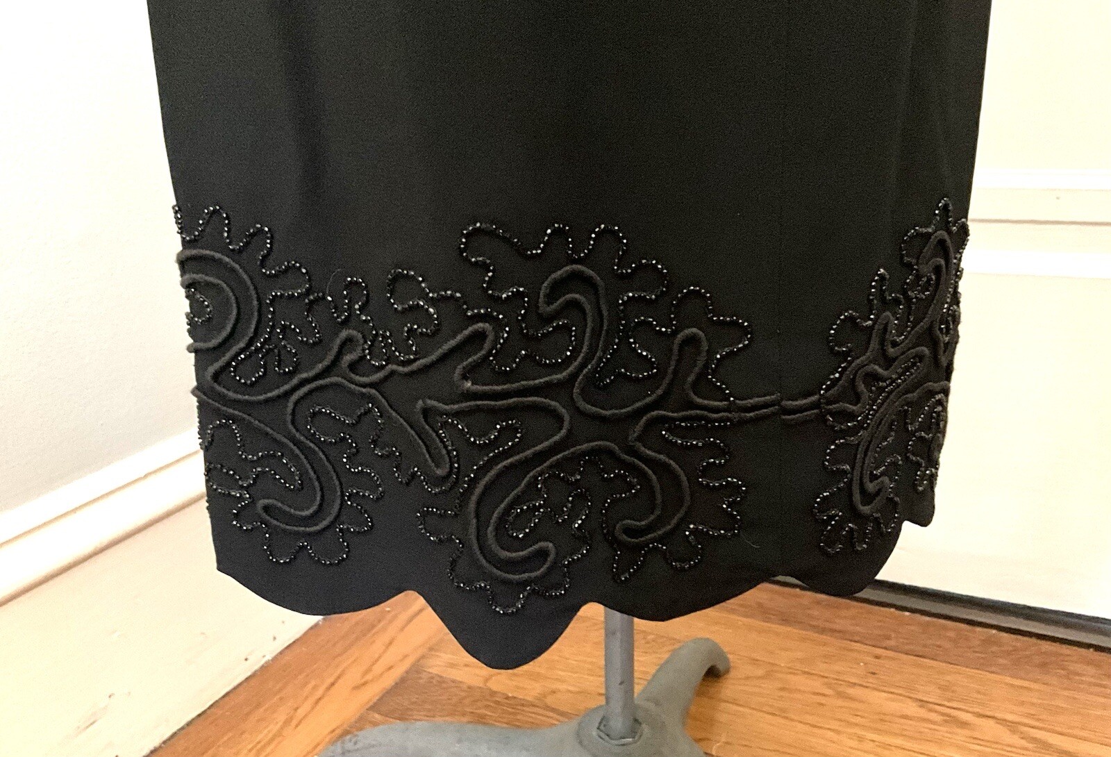 Vintage 1960’s Carlye Black Dress with Beaded Scalloped Hem