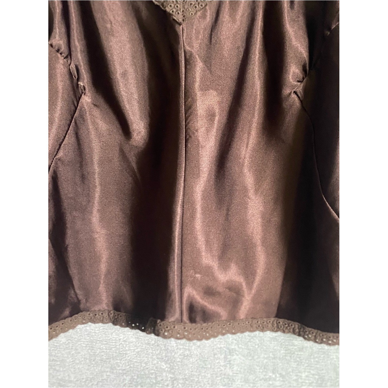 Axcess Brown Lace trim Satin Cami Top size 14 y2k going out top