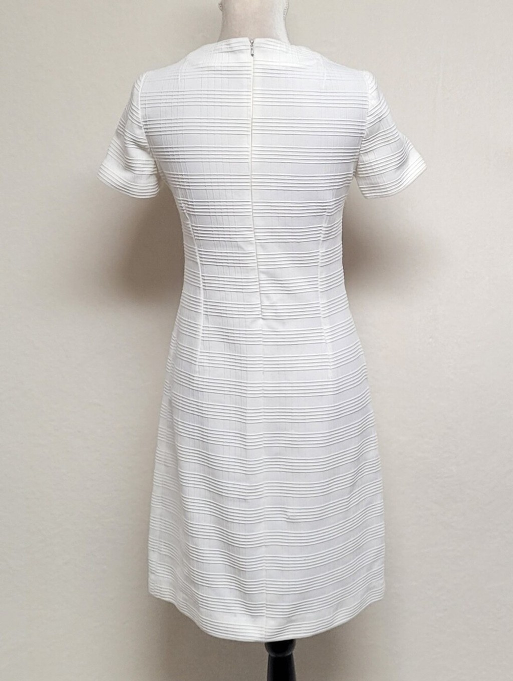 50s Vintage OOAK Handmade White Circle Embossed A-line Mod Mini Go-Go Dress